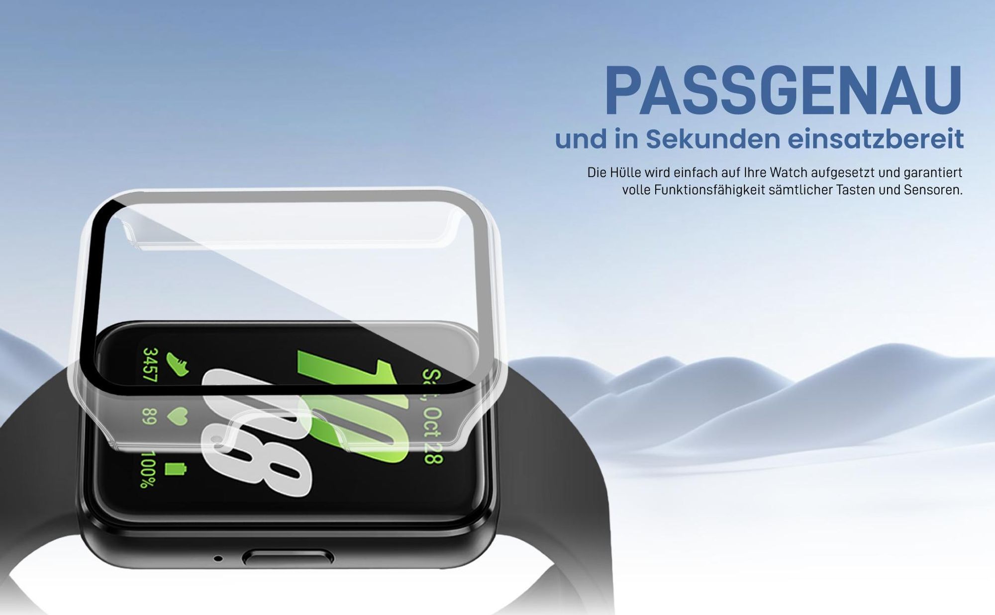 Silberne Smartwatch Hülle für Samsung Galaxy Fit3 Gehäuse- und Displayschutz