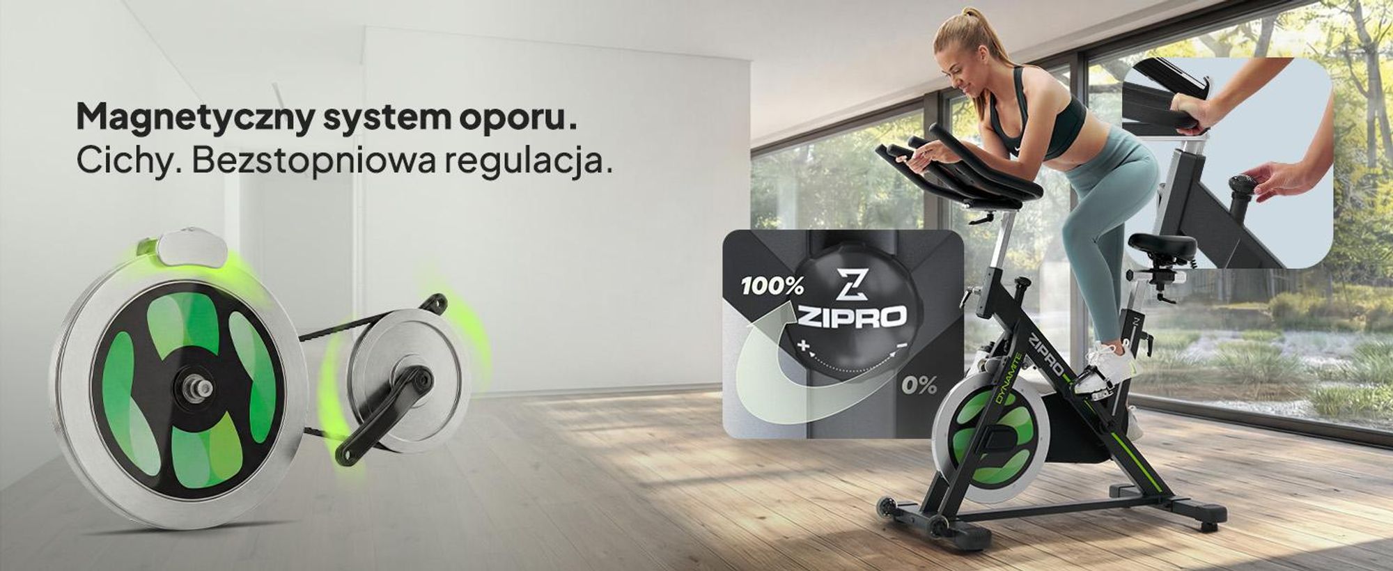 Rower treningowy Zipro Dynamite – magnetyczny rower fitness do użytku domowego Cichy rower treningowy z regulowanym siodełkiem Wyświetlacz LCD Kompaktowy i stabilny