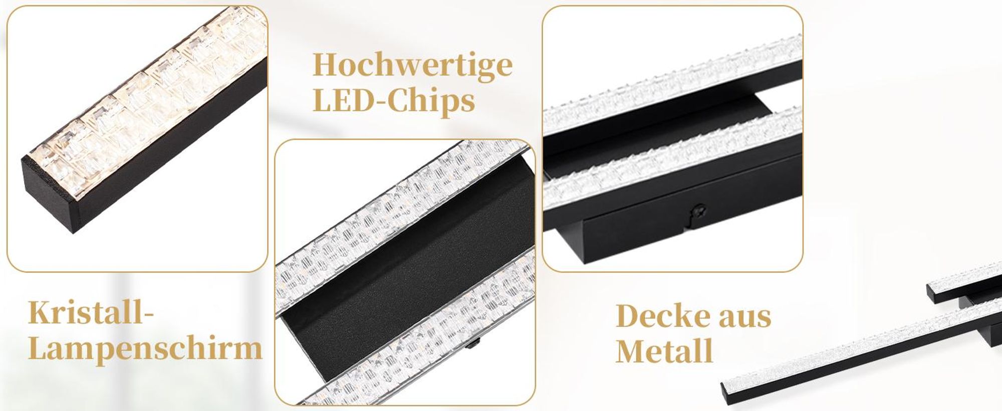 Die LED-Deckenleuchte schwarz besteht aus hochwertigem Metall.
