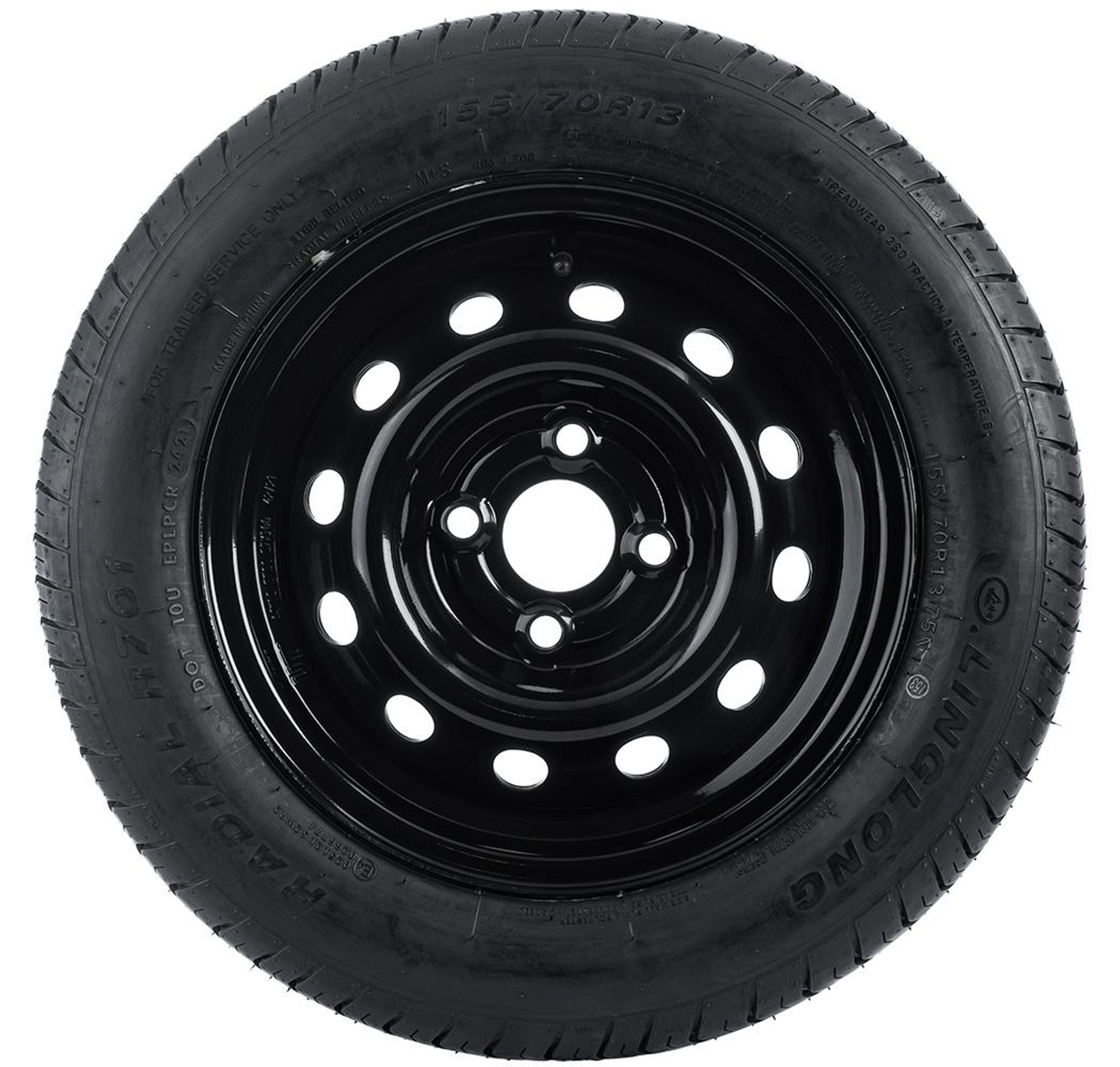 UNITRAILER Komplettrad 155/70 R13 75N schwarz für leichte PKW-Anhänger