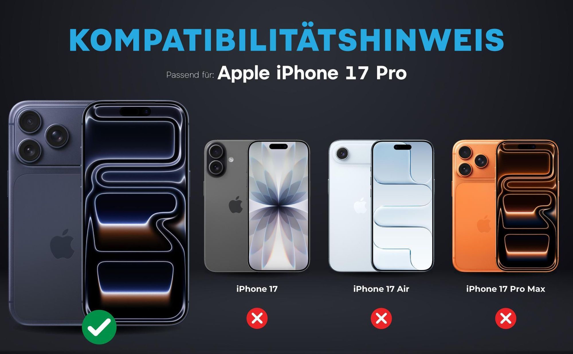 Kompatibilitätshinweise Kameraglas für Apple iPhone 17 Pro