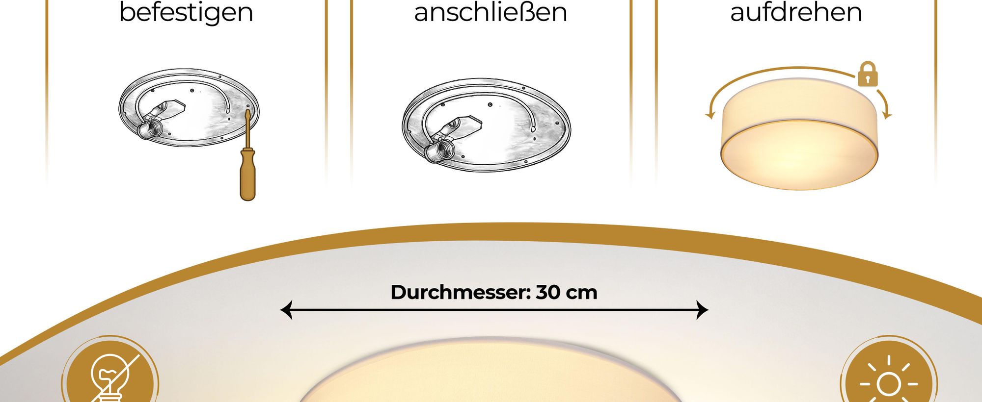 MONZANA Deckenlampe Stoff Wohnzimmer