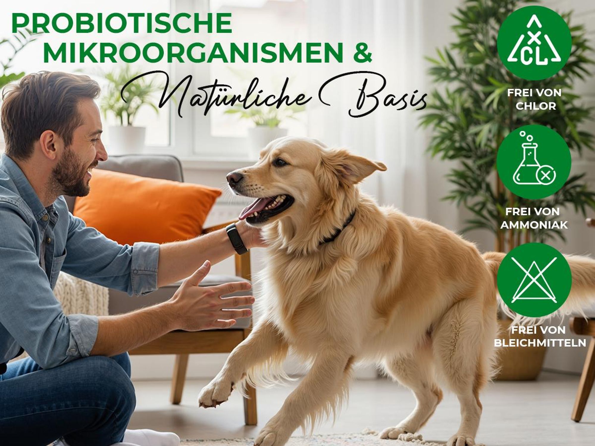 Baviette Geruchsentferner Hund 500 ml Spray – Geruchsneutralisierer mit Mikroorganismen für Hundebett, Möbel & Auto