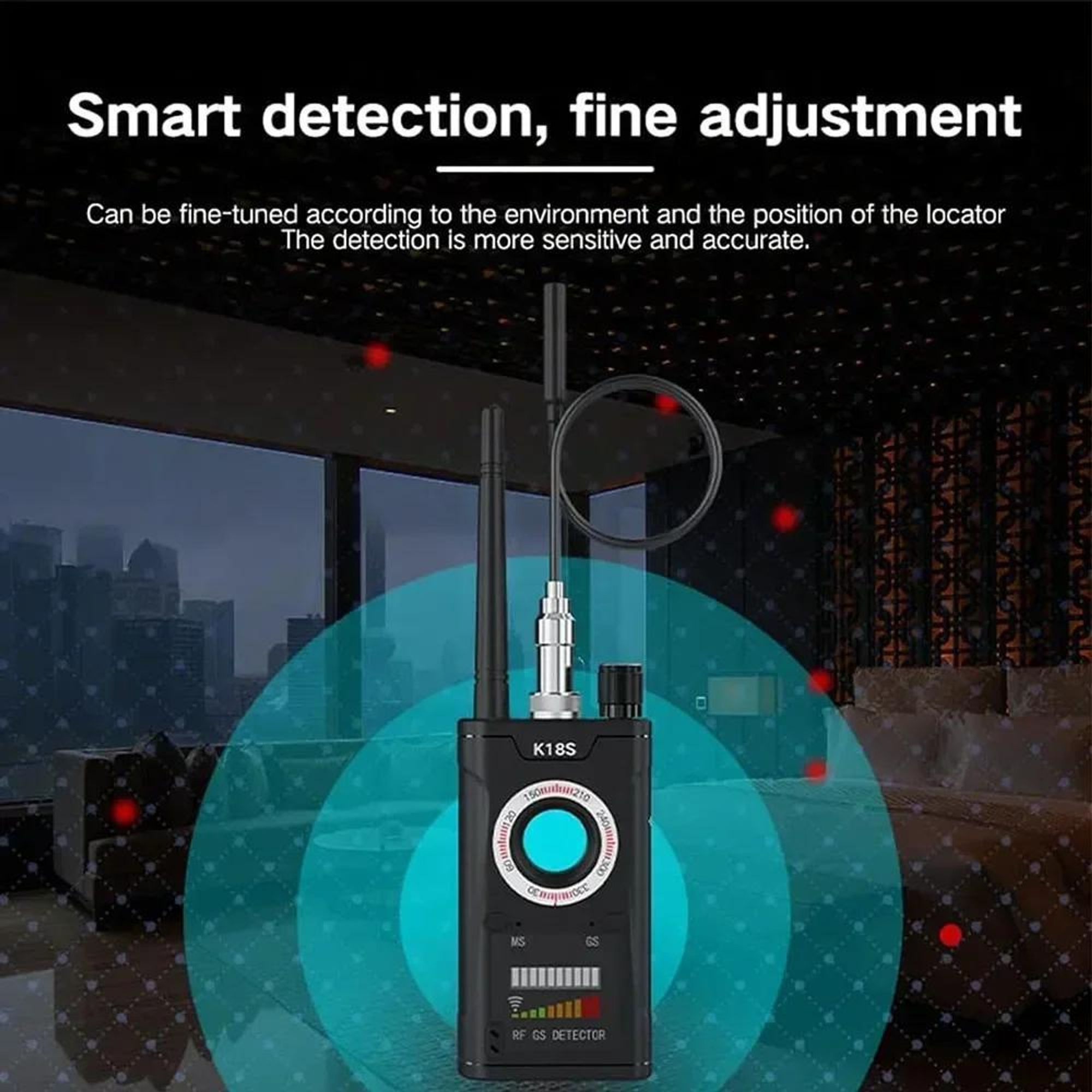 K18S Drahtlose Detektorkamera Multifunktionaler, intelligenter Rückfahrkamera-Finder für Autos (1 MHz–6,5 GHz) mit Erkennung der GPS-Signalstärke