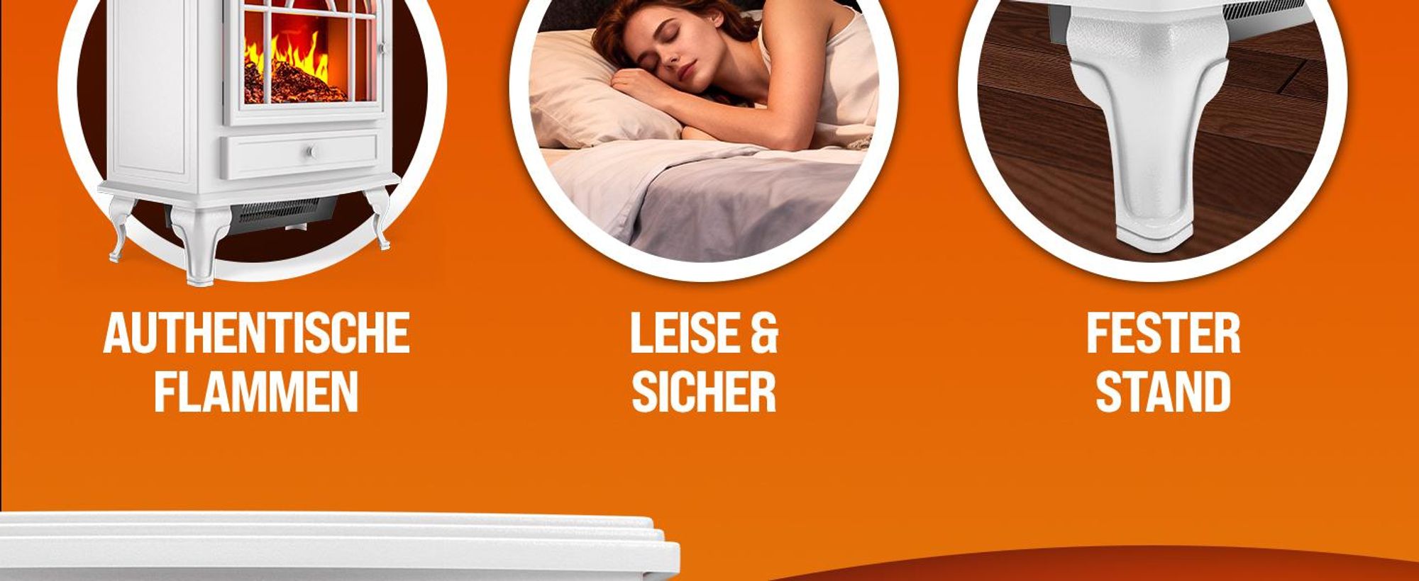 MONZANA® Elektrokamin mit LED Flammeneffekt Heizlüfter 2000W 2 Heizstufen Thermostat Kamin Feuer Ofen Heizstrahler Wohnzimmer Heizung 60x50x30cm Weiß