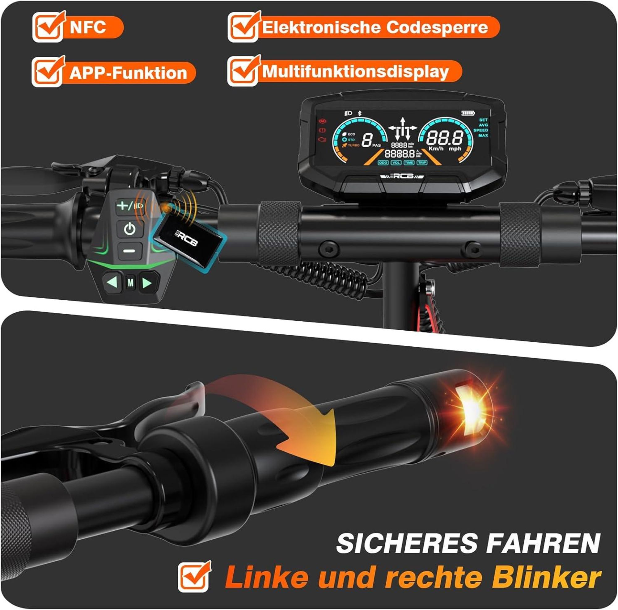 RCB E-Scooter Schwarz Detail