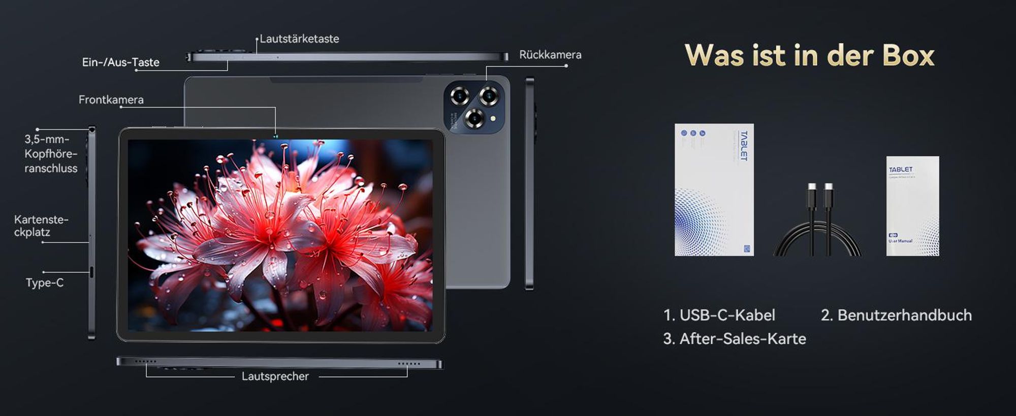 BESTTAB W90 11 Zoll Tablet Android 15, 256GB Speicherplatz, 1920x1200 Pixel, Android 15,  24(8+16) GB RAM, 5G WiFi, Bluetooth, 8000 mAh Akku,