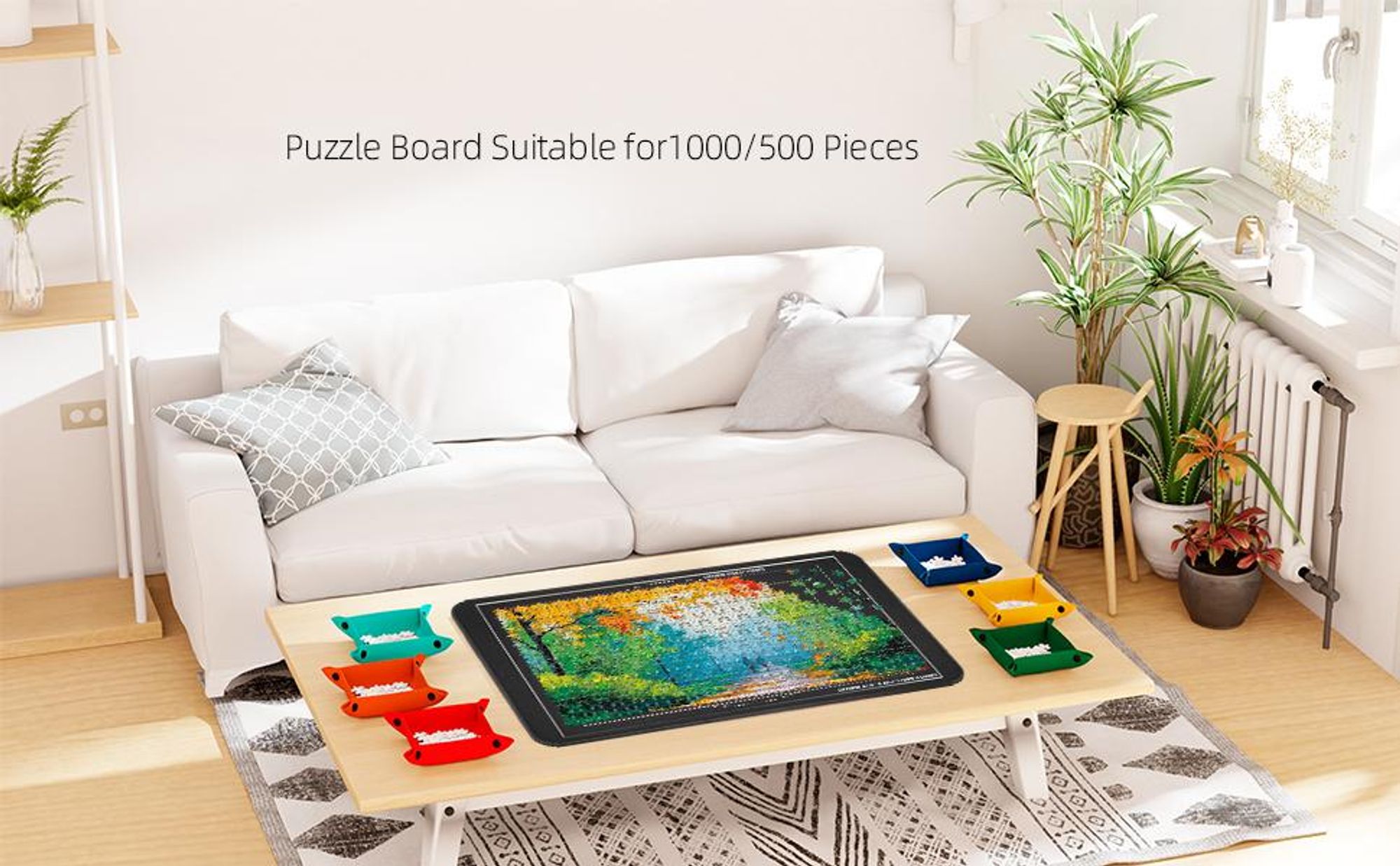 Puzzlebrett, Puzzlematte, Puzzletisch, Puzzle Plattform, Puzzle Board für 1000 Teile, Puzzleaufbewahrung mit Wasserdichter & Staubdichter Abdeckung
