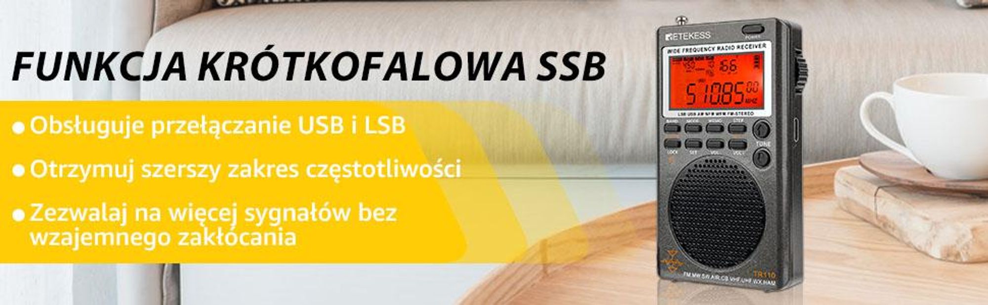 Przenośne radio cyfrowe Retekess TR110, funkcja BBS na falach krótkich, Załóż słuchawki,pasmo lotnicze FM MW na całym świecie, timer uśpienia