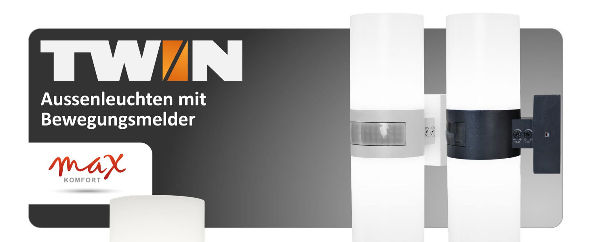 LED Außenwandleuchte ST102A1 TWIN-WH – 2x10W, 2300lm, Bewegungsmelder, IP65, neutralweiß