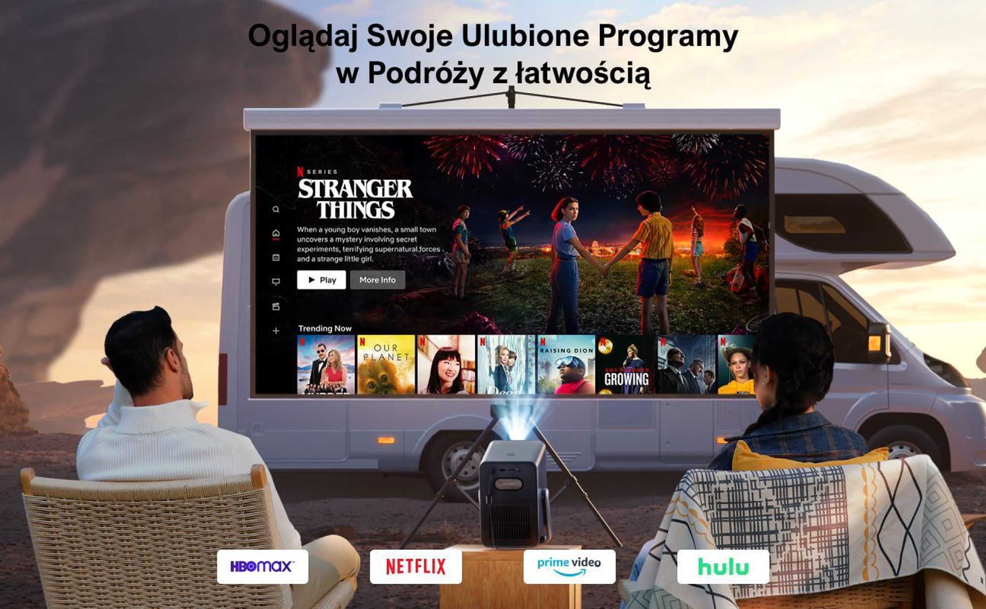 Projektor Poseidon E40, Android TV 11.0 z Netflix, projektor Dolby Audio, 2000:1, 1920 x 1080 px, uchwyt do przenoszenia, przenośny projektor Native 1080P