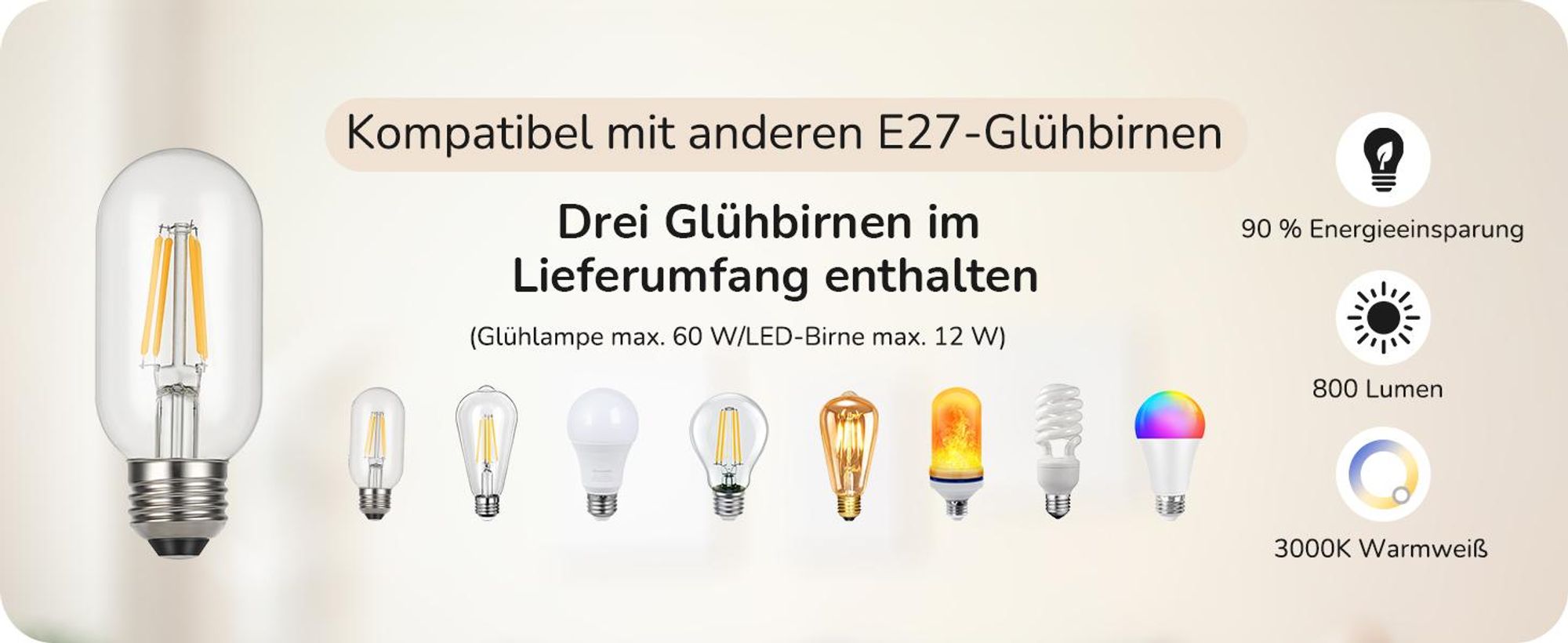 EDISHINE LED Stehlampe Wohnzimmer 166cm, Vintage Industrial Stehleuchte, Schwarz