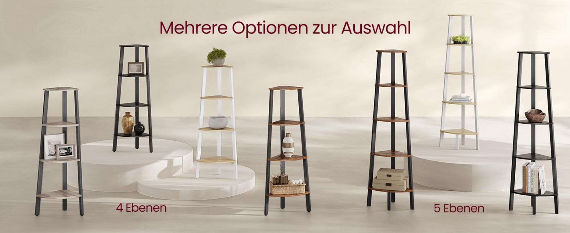 VASAGLE Eckregal, Bücherregal, mit 5 Ebenen, H: 159cm, mit Stahlrahmen