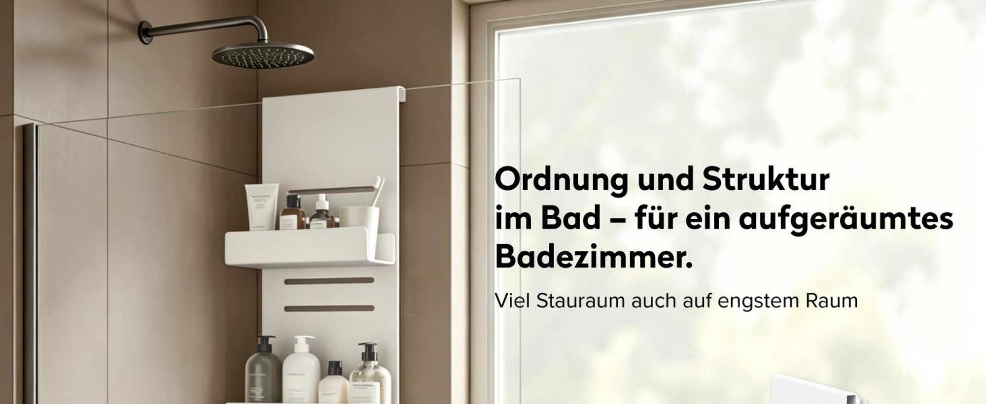doporro Duschregal ohne Bohren, 2-stöckige Duschablage zum Hängen für Glasduschtüren und Duschwände, höhenverstellbar mit 3 Haken, Weiß Oryne-01