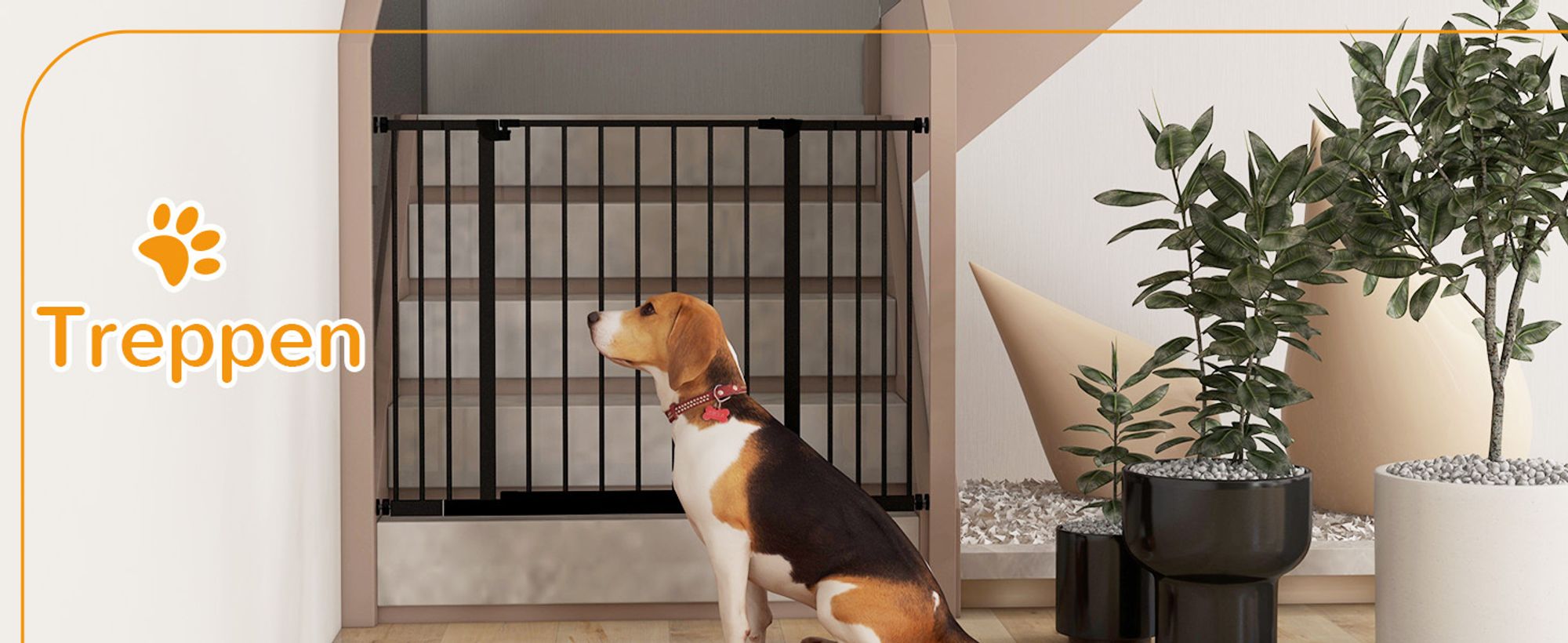 PawHut Hunde Absperrgitter ohne bohren Schutzgitter Treppenschutzgitter Stahl
