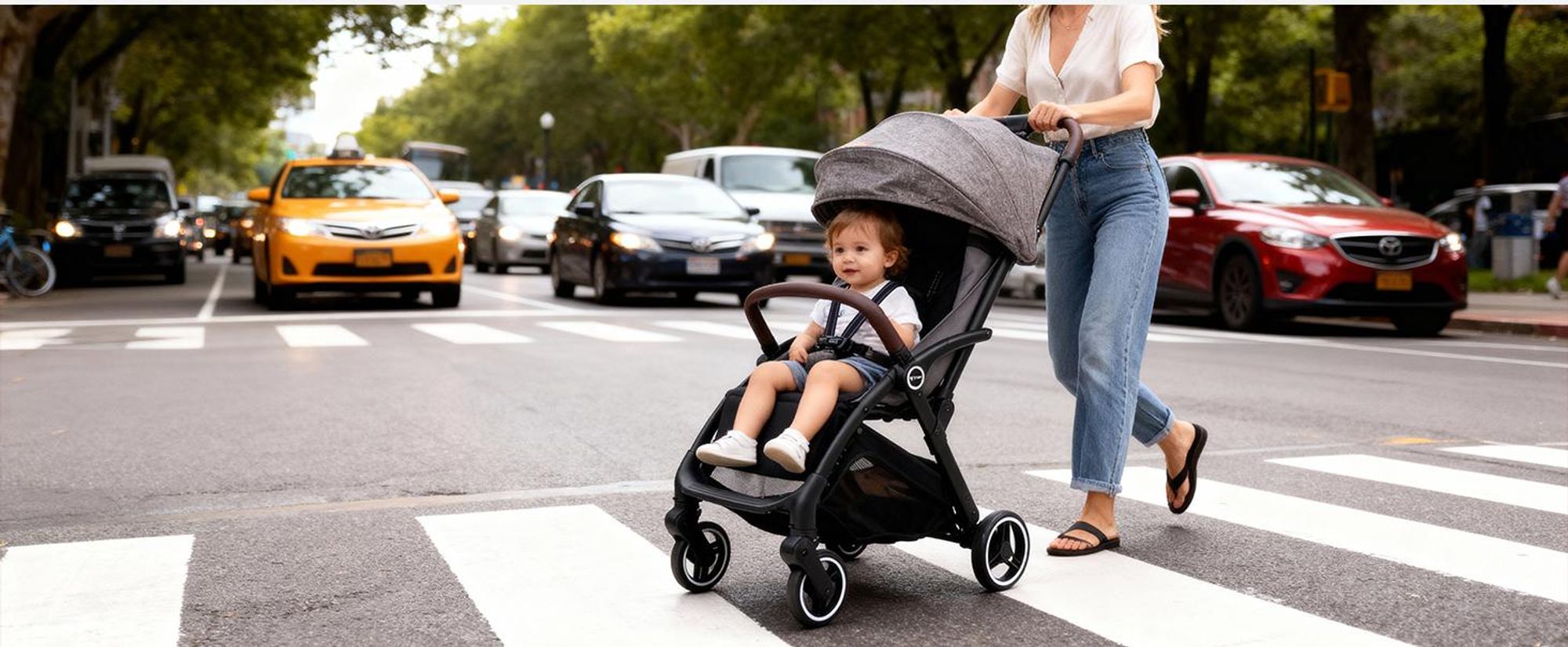 Sekey Kinder Buggy Reise Kinderwagen bis 22 kg verstellbare Rückenlehne, Regenschutz und Sichtfenster, Einhand-Faltmechanismus, Schwarz und Grau
