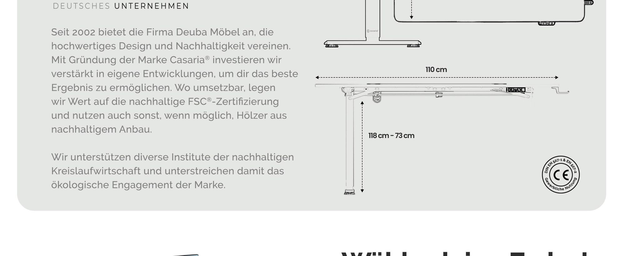 CASARIA® Höhenverstellbarer Schreibtisch Elektrisch, Schwarz – 110 cm x 60 cm – Memory Funktion – LCD Bedienelement mit Höhenanzeige – Getränke- & Kopfhörerhalter – Traglast 80kg, Stabile Konstruktion