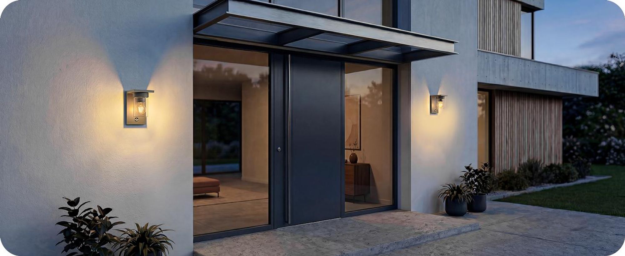 EDISHINE Wandleuchte außen mit Bewegungsmelder,IP44 Wandlampe mit E27-Fassung, Moderne Wandlampe für Haustür, Fassade, Anthrazit