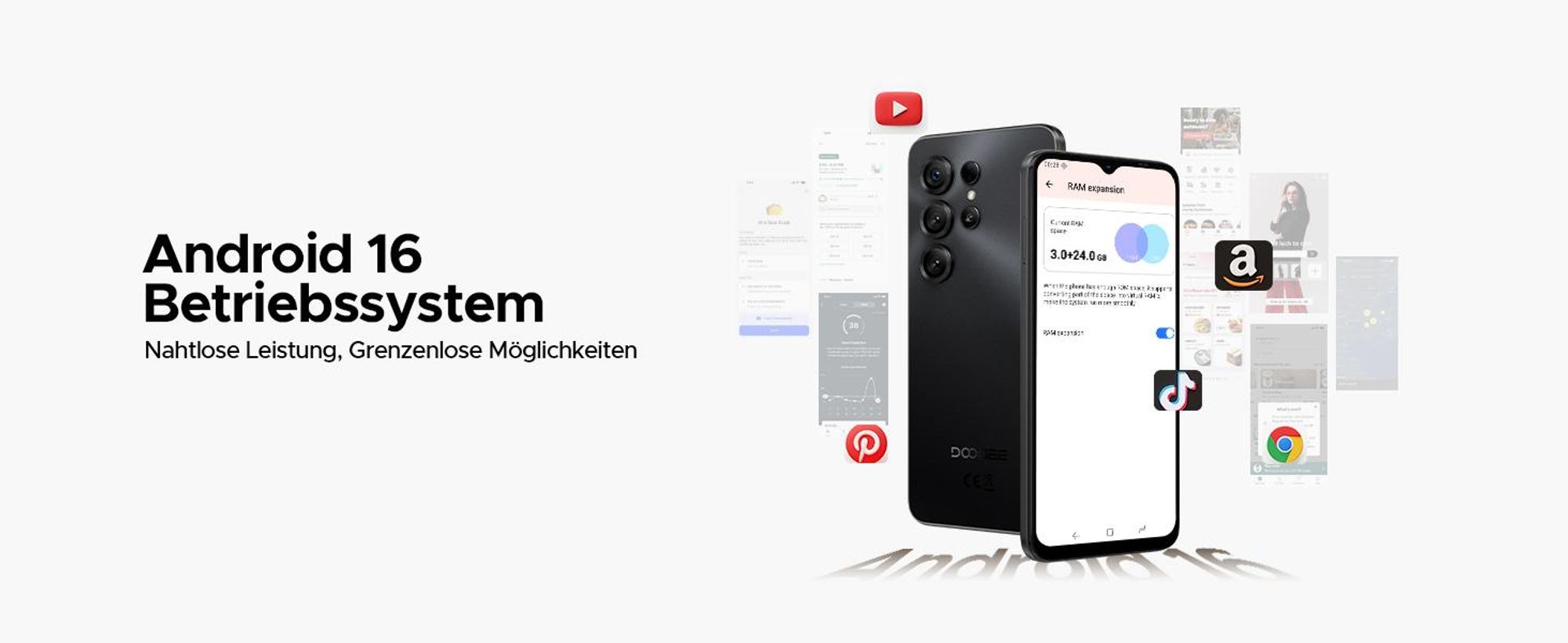 DOOGEE Note56 X Smartphone Handy, Android 16, 6,56" 90Hz, 6150mAh Akku, 24GB RAM+64GB ROM, 4G, 8MP, Gesichtserkennung, OTG, ohne Vertrag