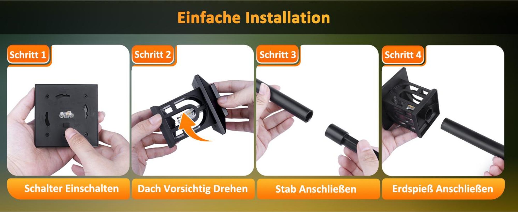 Solarlampen, Solarleuchten, Gartenleuchten, 4 Stück Solar Laterne, Garten Beleuchtung, IP65 Wasserdicht, für Außen Terrasse Rasen Hof Balkon Deko