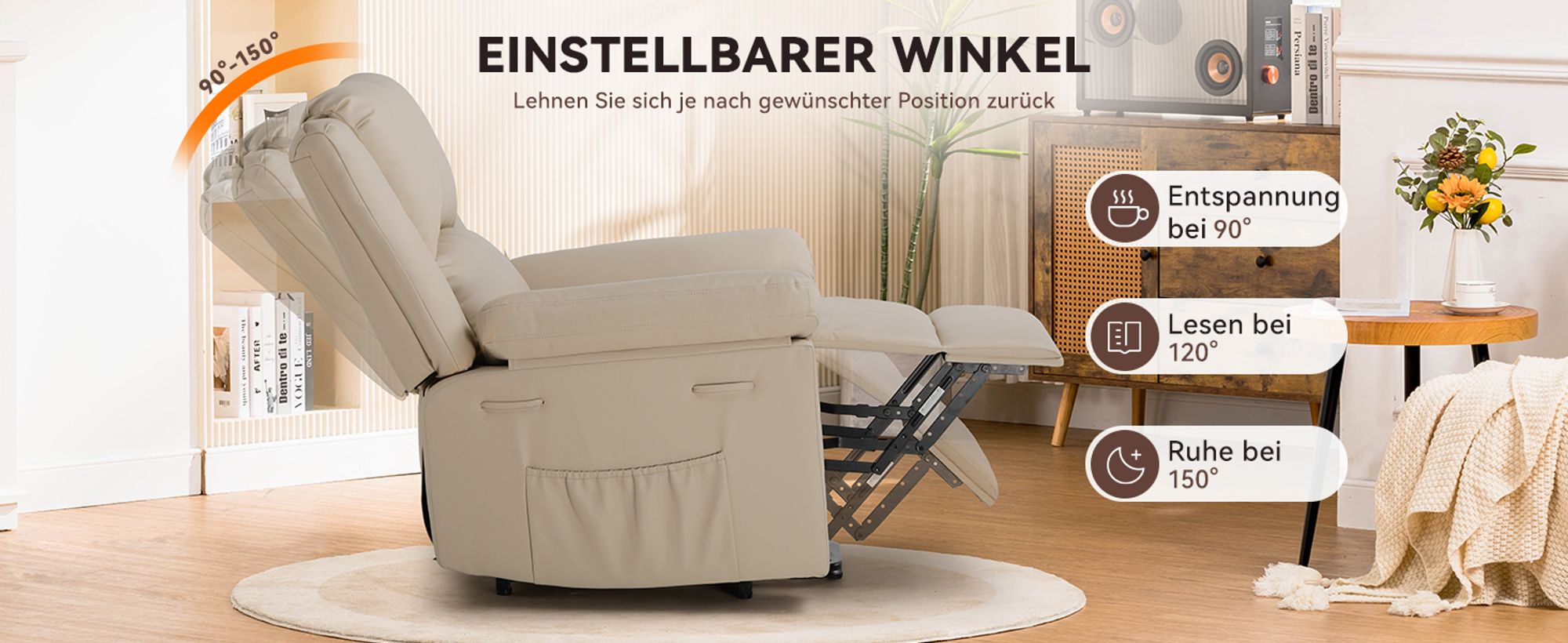 COMHOMA Massagesessel Elektrischer Relaxsessel XL 200kg belastbar, gemütlich und weich Ergonomischer Messagesessel Liegesessel für ältere Menschen
