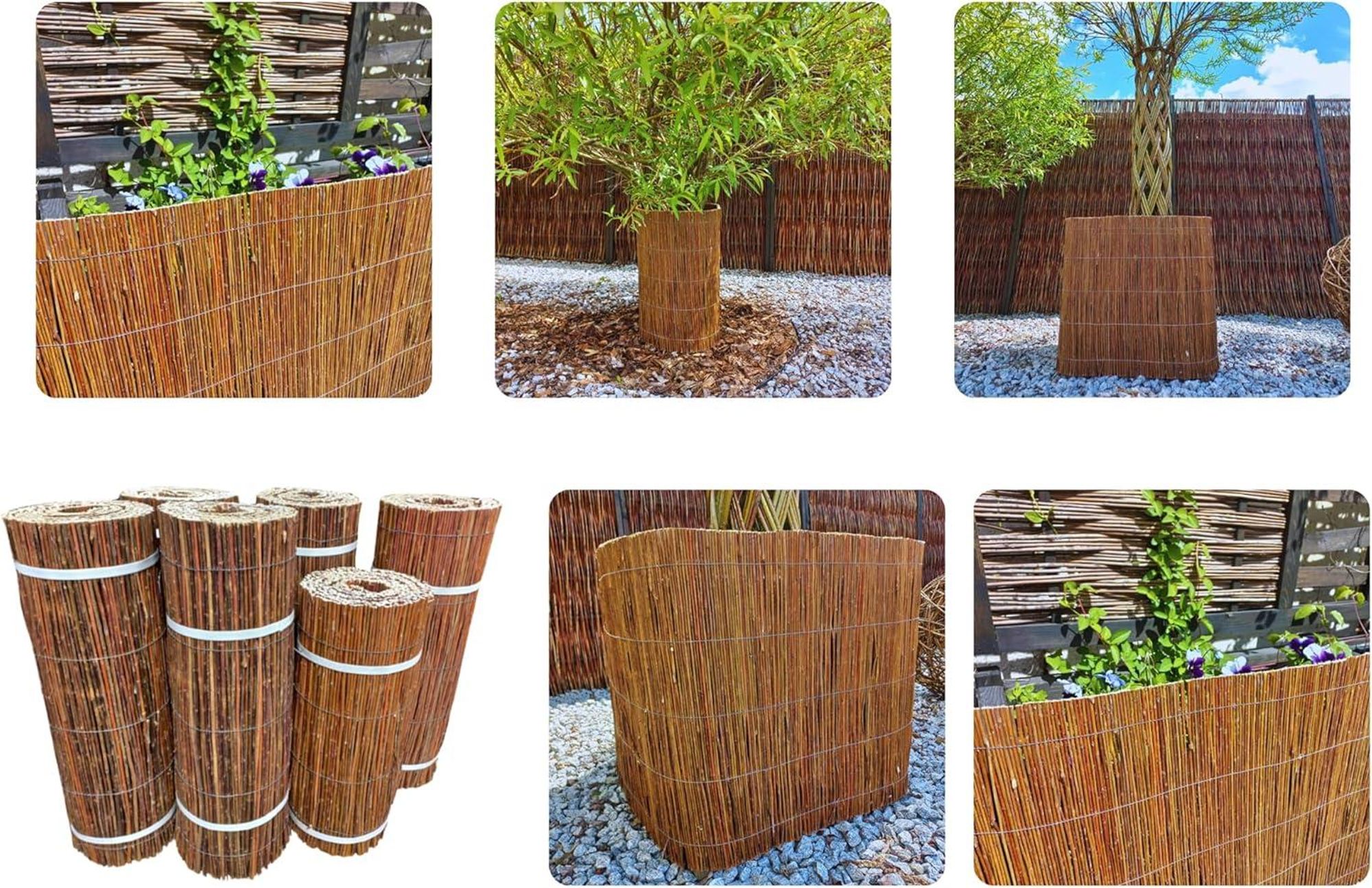 Arella in Vimini Naturale Recinzione Frangivista Frangisole Balcone Giardino Terrazza 160x500 cm Pannello Recinzione Stuoia Frangivento