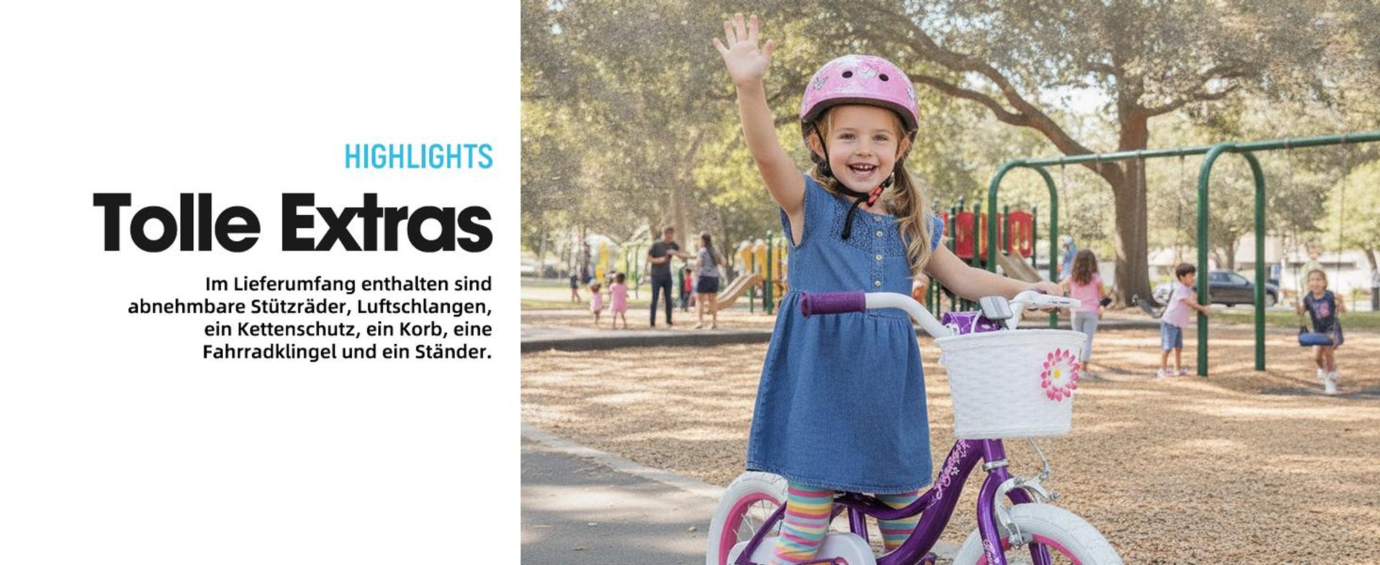 JOYSTAR Kinderfahrrad für Kleinkinder und Kinder im Alter von 2-8 Jahren Mädchen, 14 Zoll Kinderfahrrad mit Stützrädern mit Handbremse und Korb