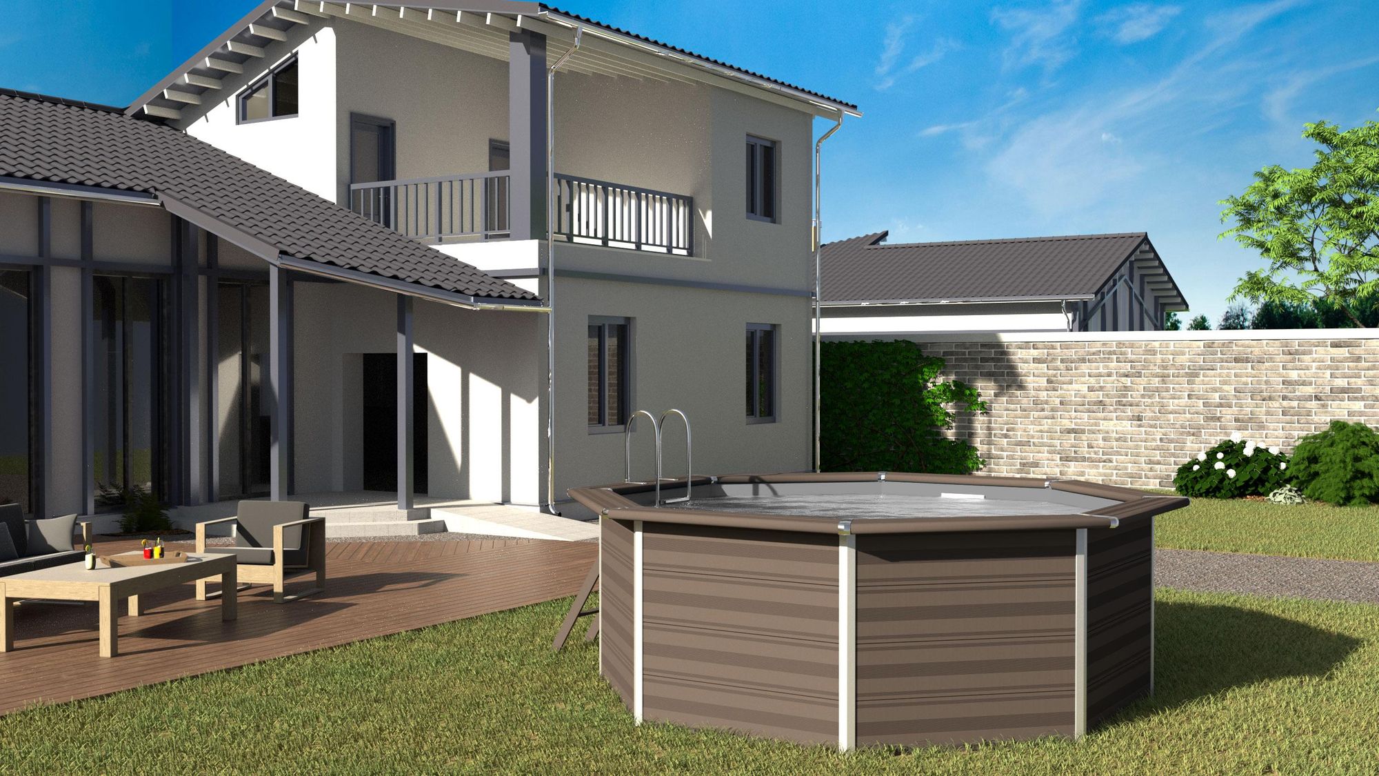 GRE Runder Composite-Pool KPCO41 – Ø 410 x 124 cm, Komplettset