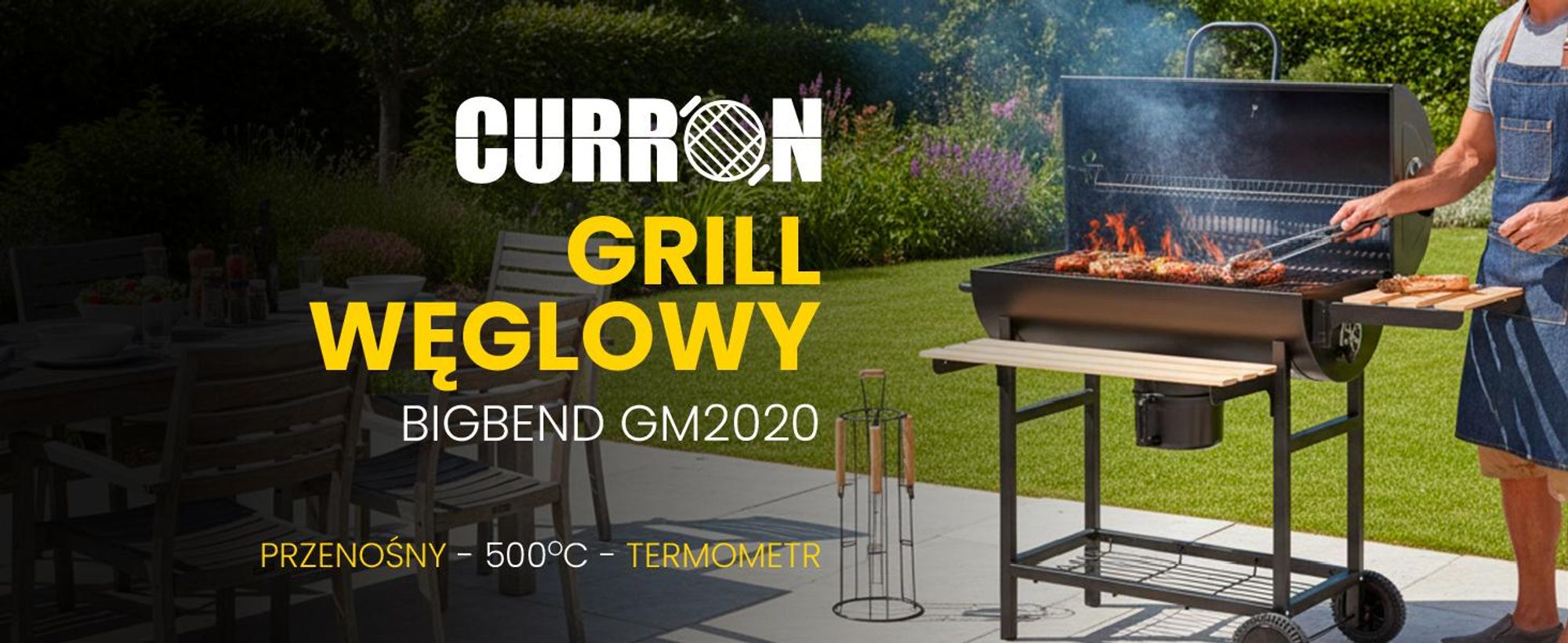 Duży grill węglowy w kształcie beczki na kółkach z pokrywą