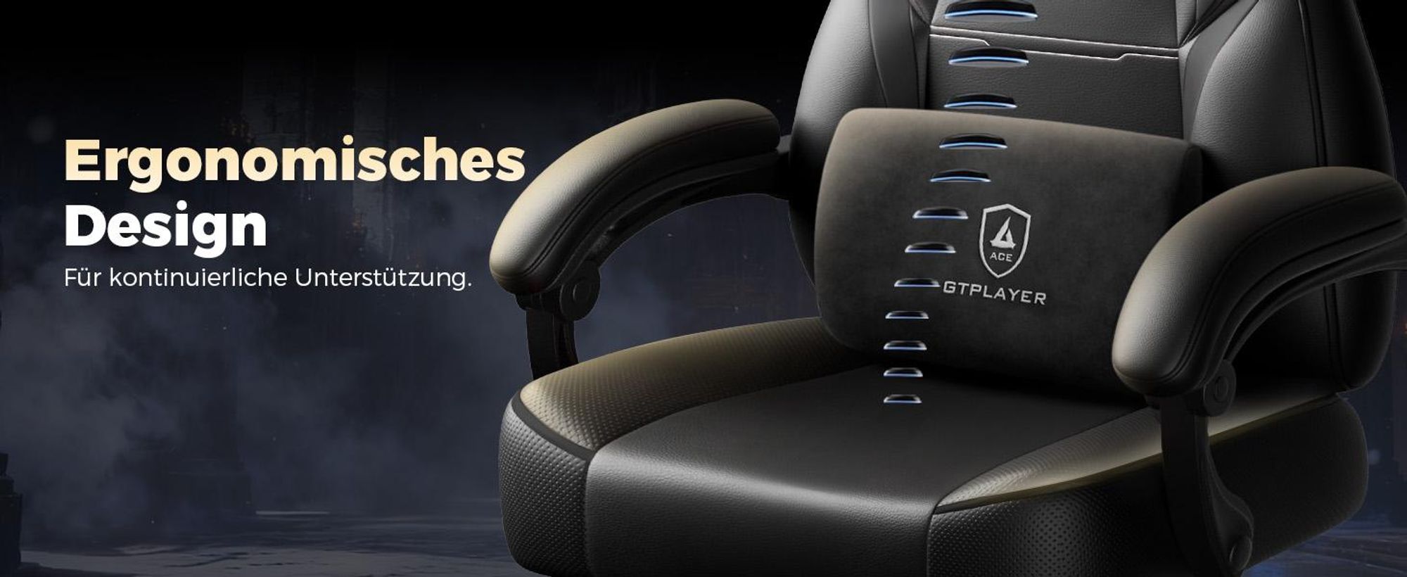 GTPLAYER Gaming Stuhl Chair Gamer Sessel Gamer Stuhl mit Fußstütze Lendenkissen Kopfstütze Höhenverstellbar Verstellbaren Armlehnen mit Fußstütze Schw