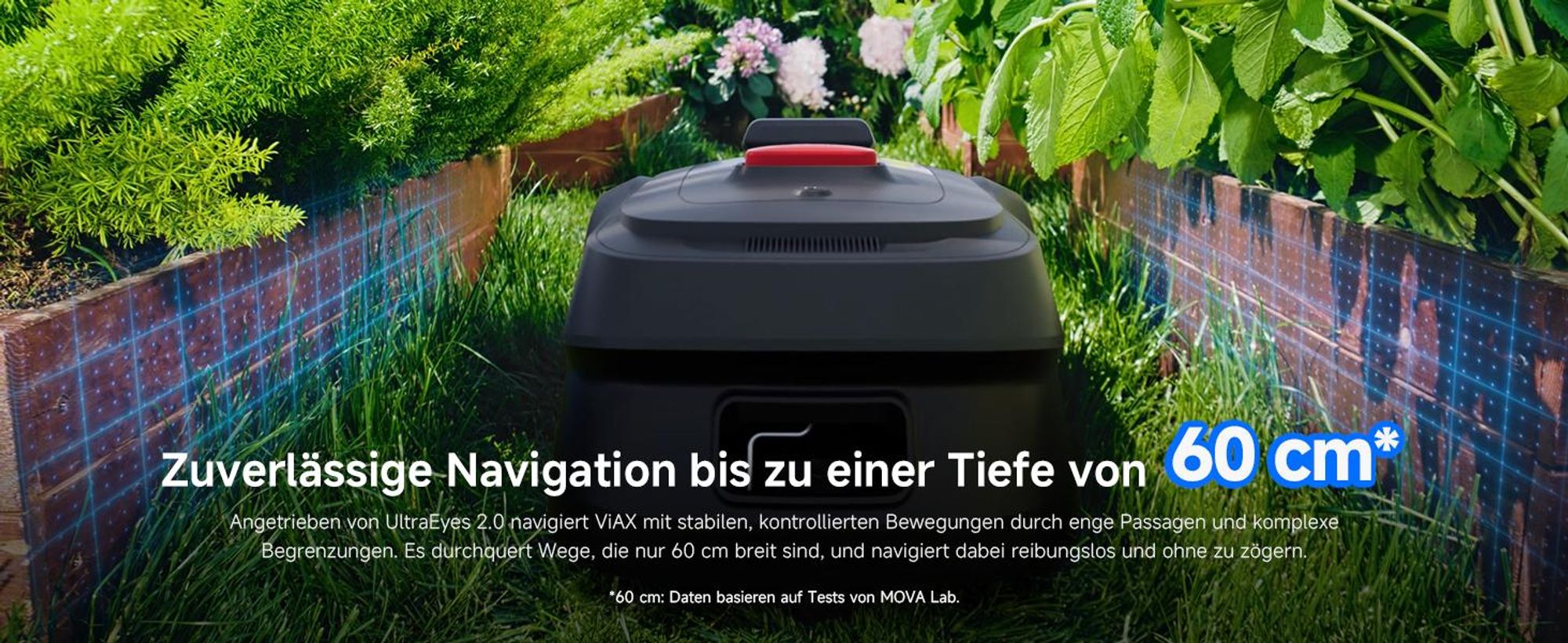 MOVA ViAX 500 Mähroboter ohne Begrenzungskabel, 360° LiDAR + KI Navigation, UltraEyes™ 2.0, automatische Kartierung, bis 500 m²