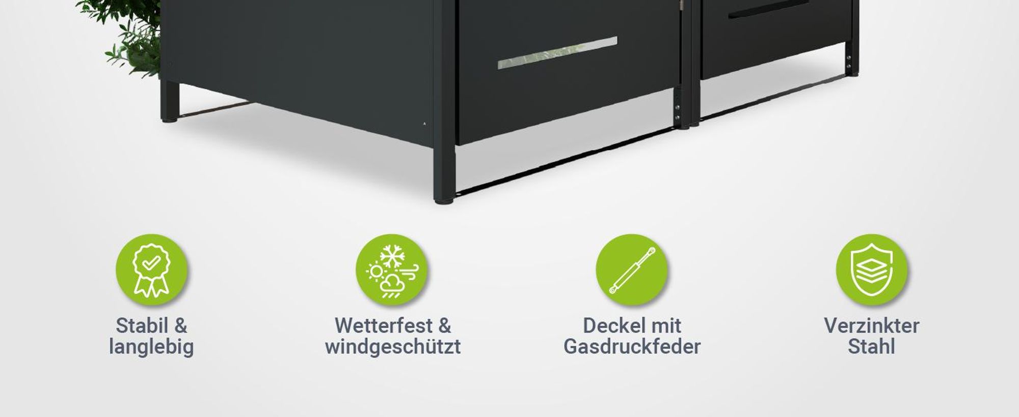 Juskys Mülltonnenbox Arel 2er - Metall Gartenbox - Anthrazit