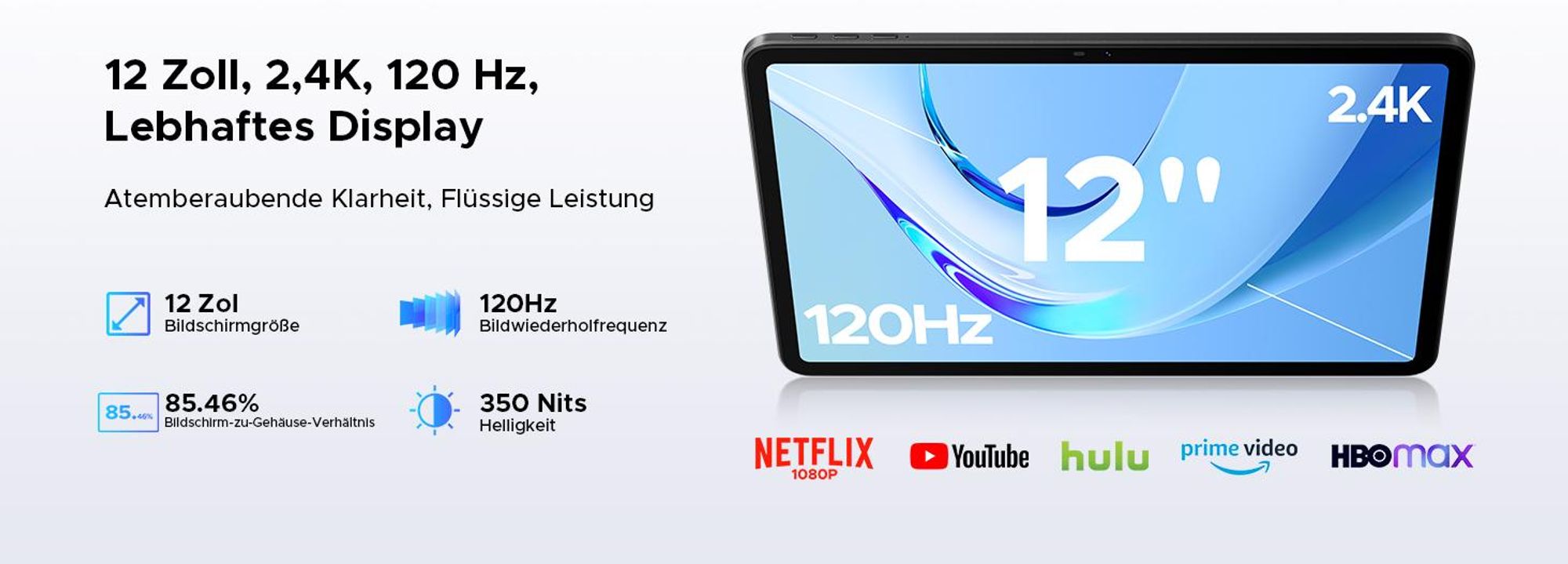 POCKAM P12 Tablet Android 16, 48GB(8+40) RAM + 128GB ROM(2TB TF) Tablet 12 Zoll mit Stift, Tastatur, Maus, 90Hz/8800mAh/Gemini AI/Widevine L1