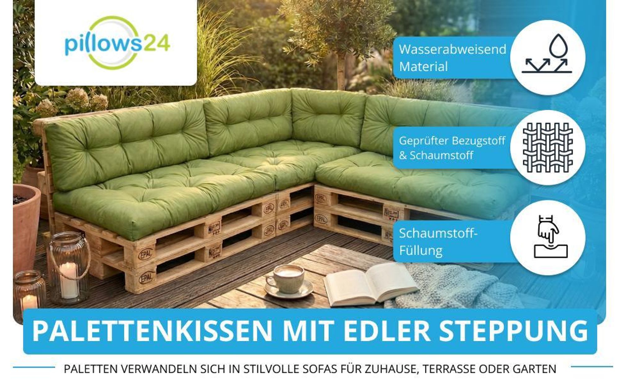 palettenkissen, palettensofa, palettenmöbel outdoor set paletten polster palettenauflage