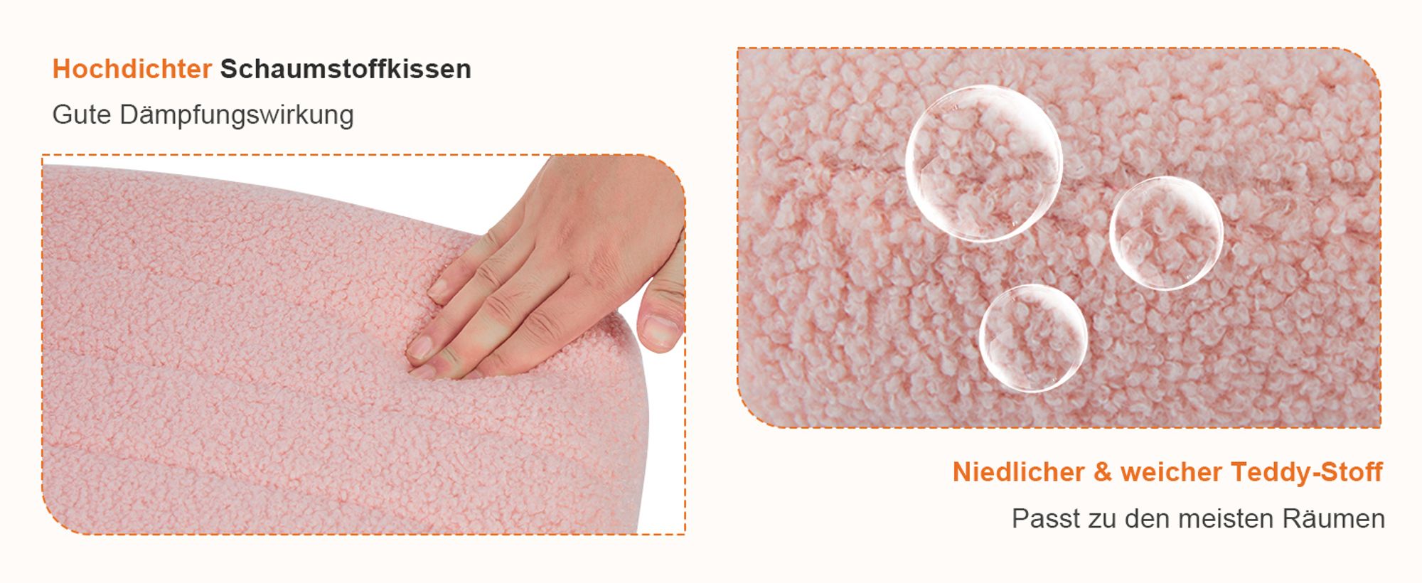 Sweetcrispy Bürostuhl Ohne Armlehne, Teddysamt und Bequemes Netzgewebe Schneidersitz Stuhl, mit Verbreitertem Sitzkissen Criss Cross Chair(Rose)