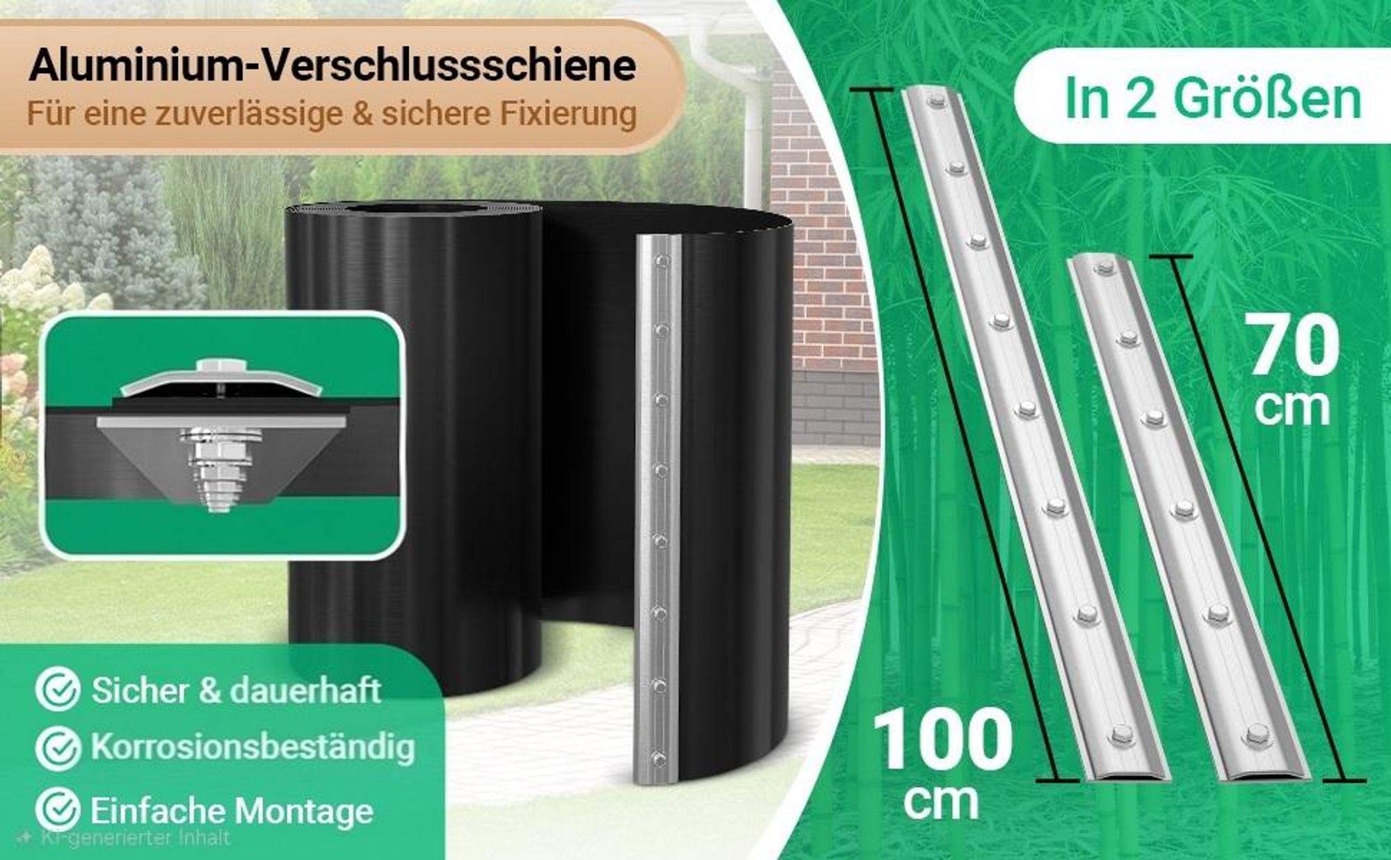 Rhizomsperre Wurzelsperre 10 m x 100 cm Stärke 2 mm & Verschlussschiene*