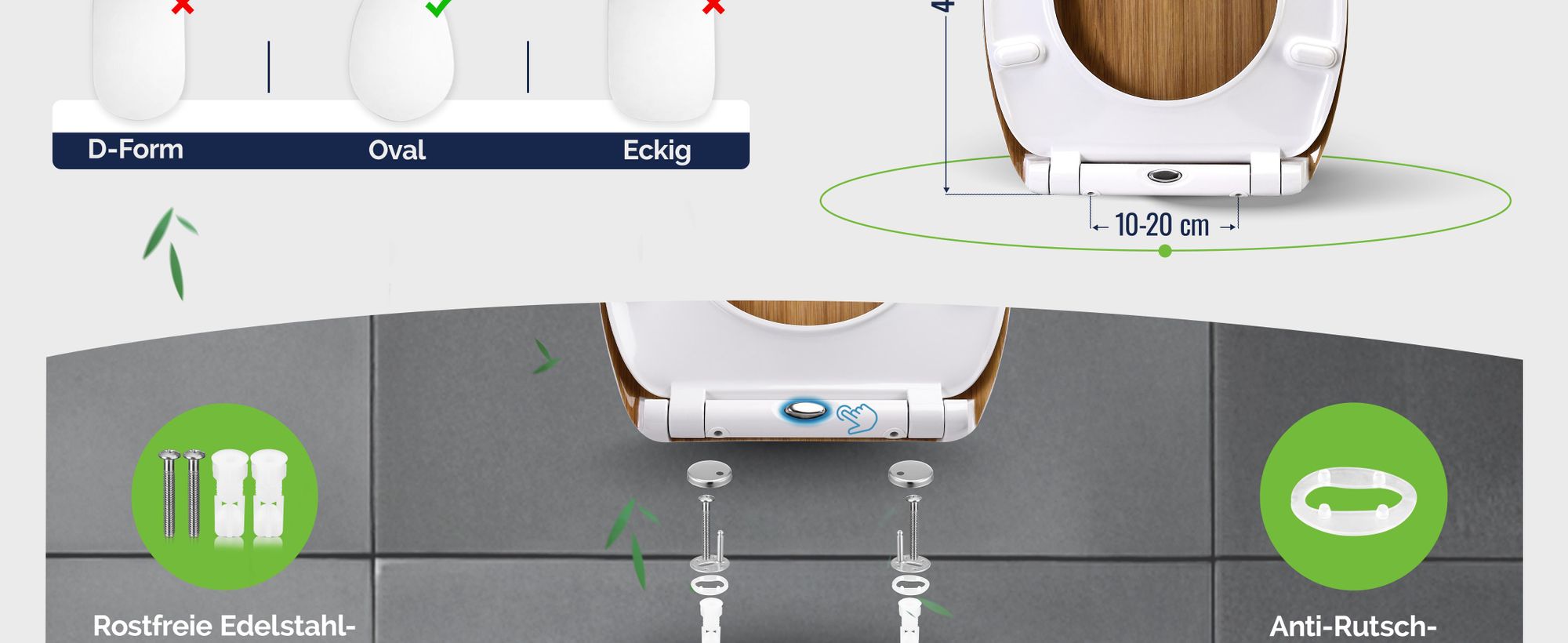 CASARIA Toilettendeckel mit Absenkautomatik Quick Release WC Sitz