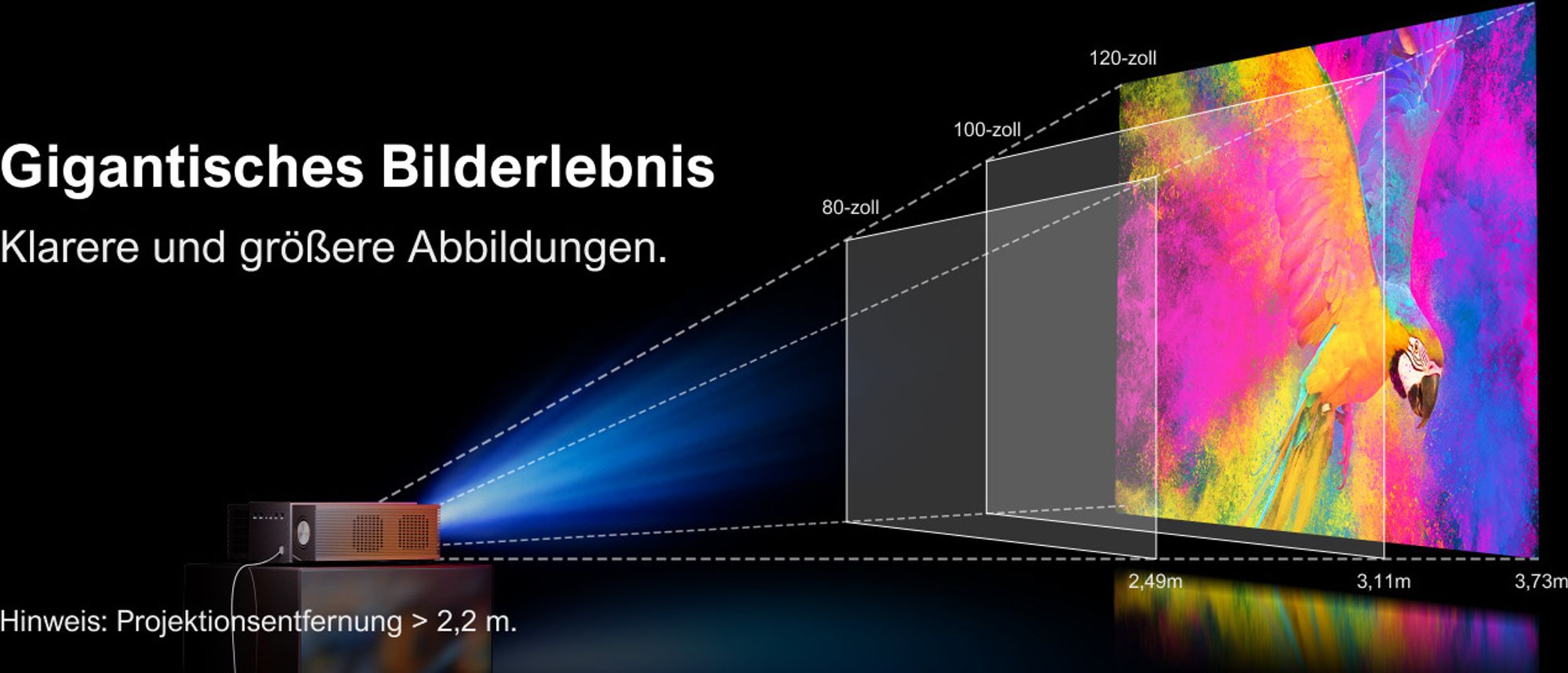 ULTIMEA Beamer 4K Heimkino Unterstützt 900 ANSI-Lumen mit Hindernisvermeidung und 6D Trapezkorrektur, Native 1080P Projektor, Apollo P60