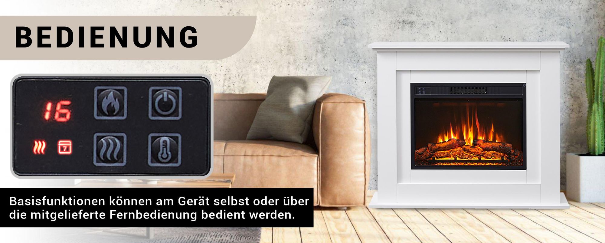 Elektrokamin BALDERIA Finn - Standkamin - Weiß