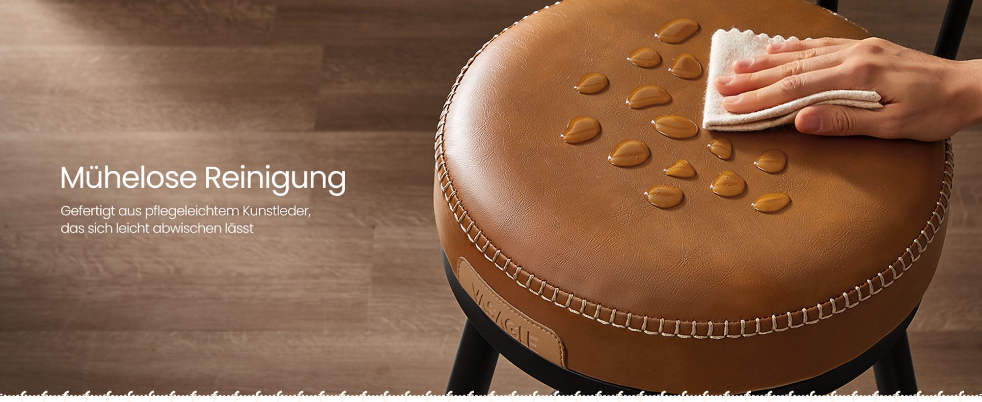 VASAGLE EKHO Kollektion - 360° drehbarer Barhocker, 2er Set, Hocker mit Rückenlehne für Kücheninsel