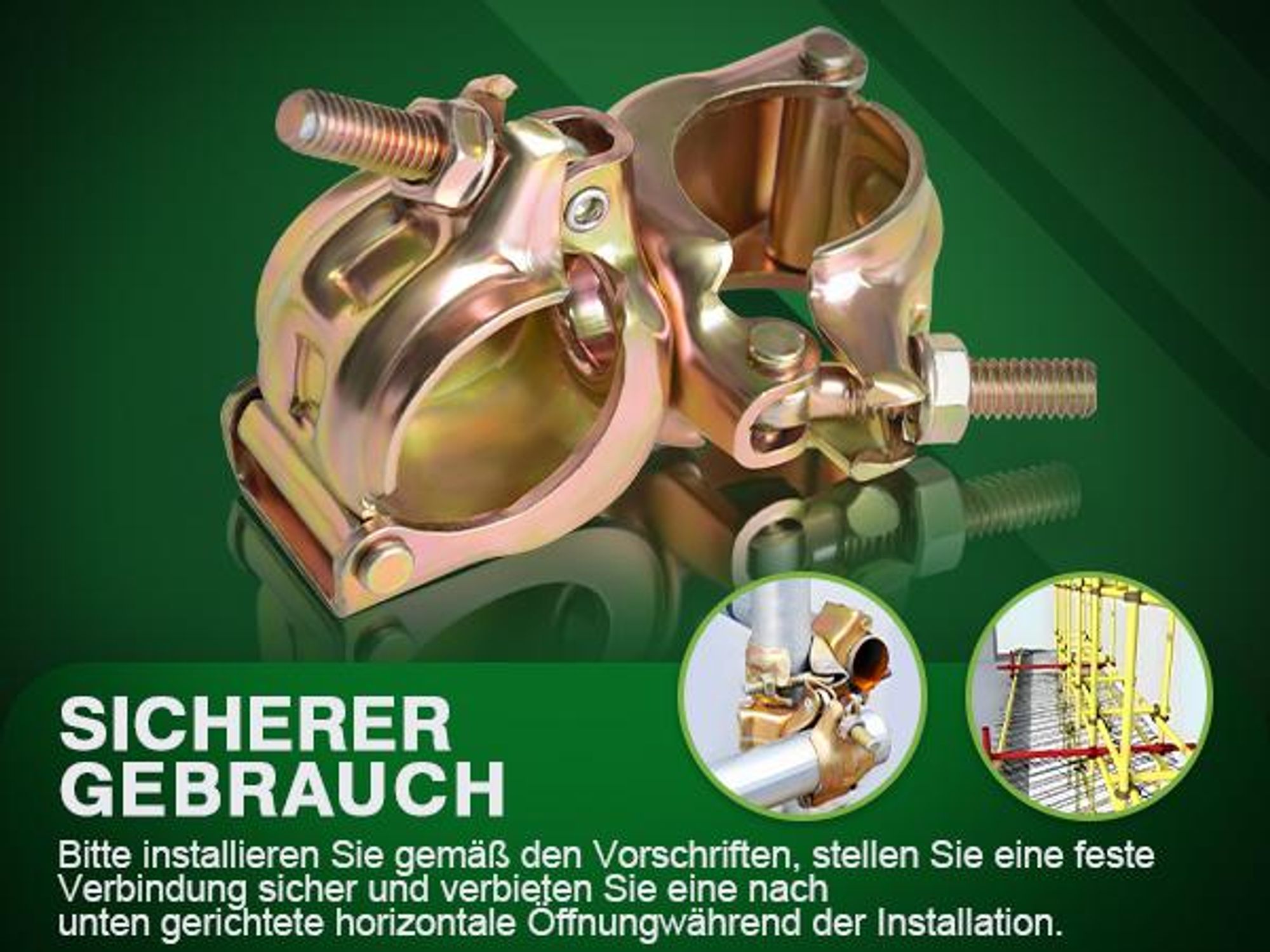 4Set Gerüstkupplung Gerüstschelle 48*48 mm, Feuerverzinkt Drehkupplung aus S235JR Stahl, 360°, stabile Verbindung Schnelle Montage, Rostbeständig