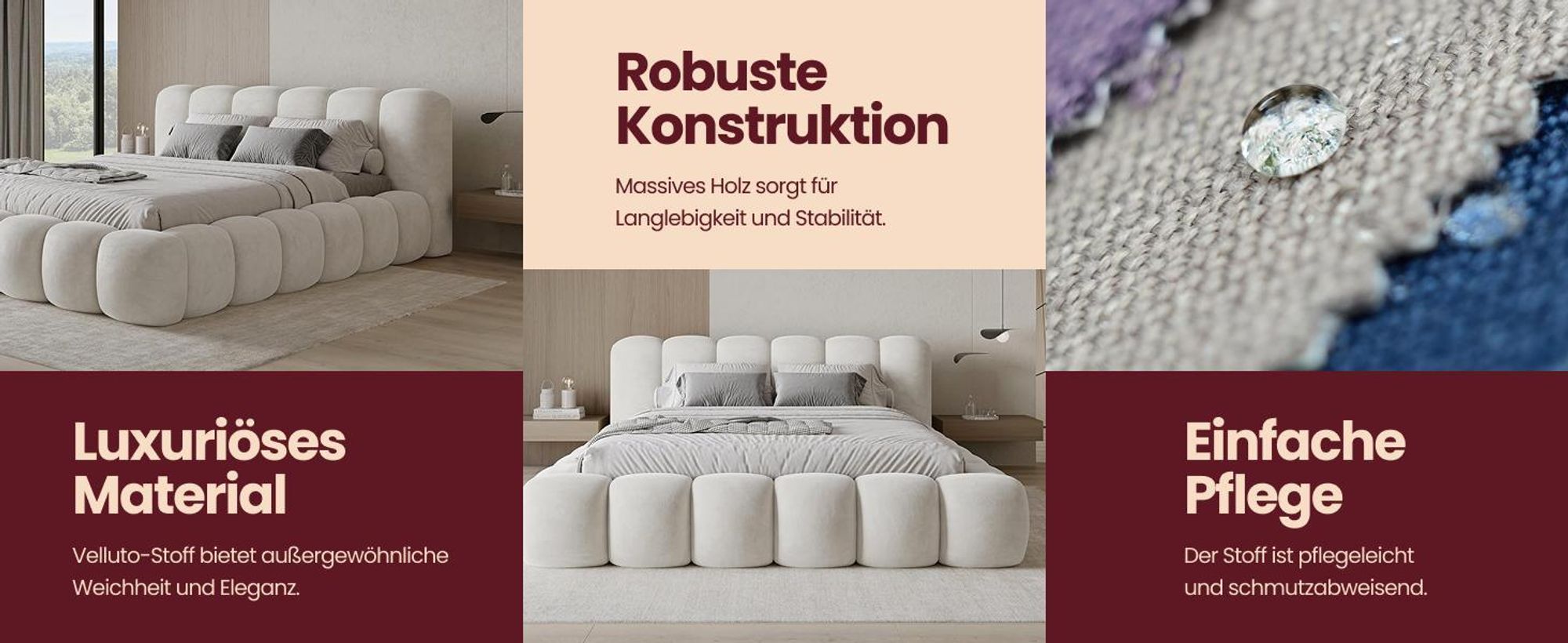 Chilly Design Polsterbett Stone Weiß Bouclé Stoff 140x200 cm mit Stauraum Quelle 01