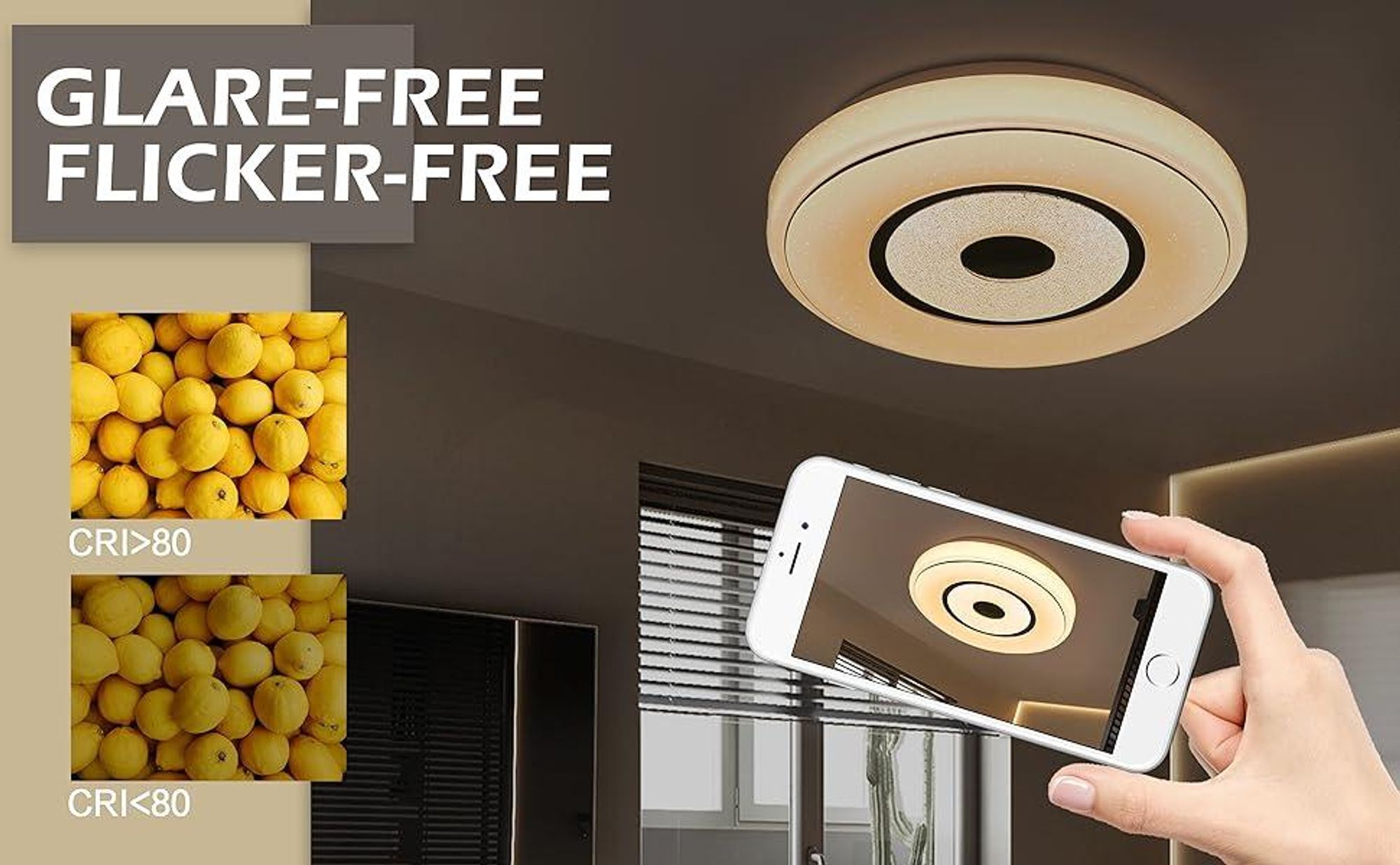 ZMH LED Deckenleuchte Küche Dimmbar mit Fernbedienung 18W Rund Deckenlampe Sternenhimmel Flurlampe