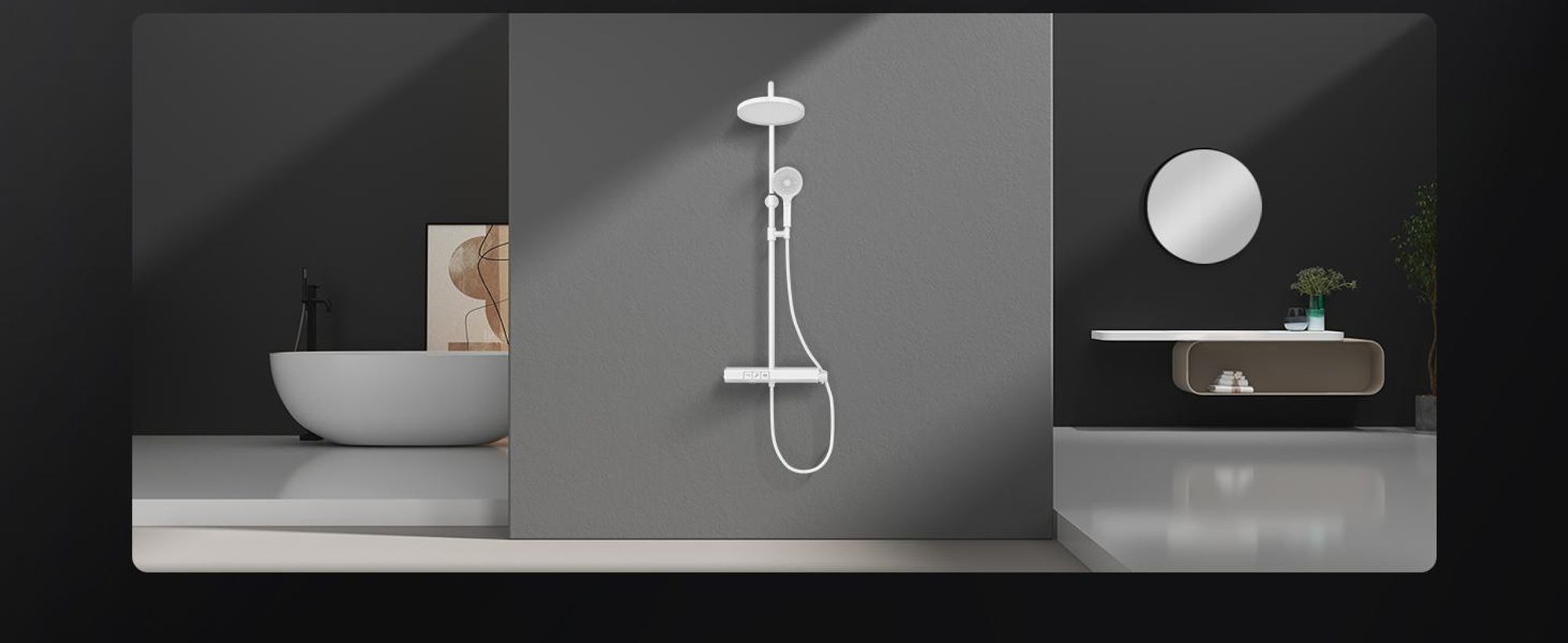 EMKE Duschsystem mit Thermostat 38℃ – Edelstahl Duscharmatur-Set, 3-Strahlarten Handbrause, Duschpaneel, Regendusche, Bad- & Duscharmaturen, Weiß F22