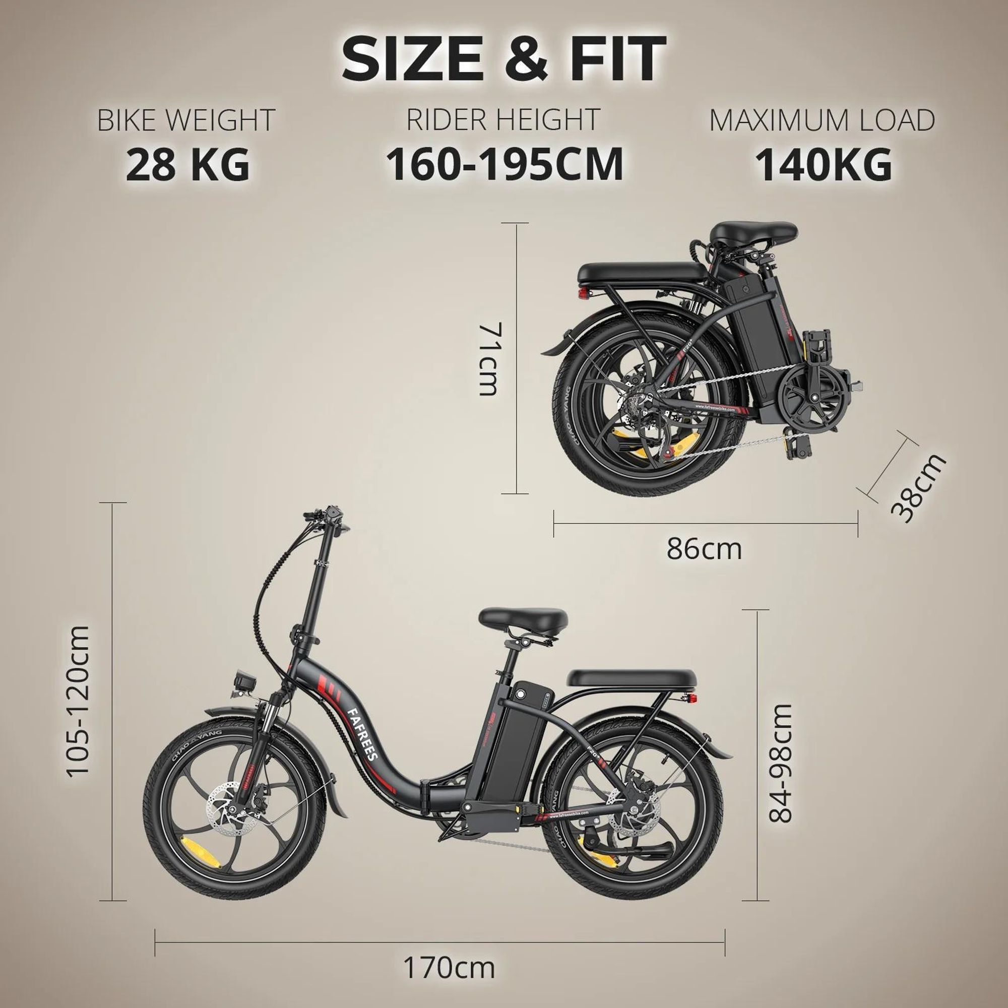 Elektrokolo FAFREES F20+ - Motor 250W Baterie 36V20Ah 20 Palcová Kola Mechanická Kotoučová Brzda - Černá