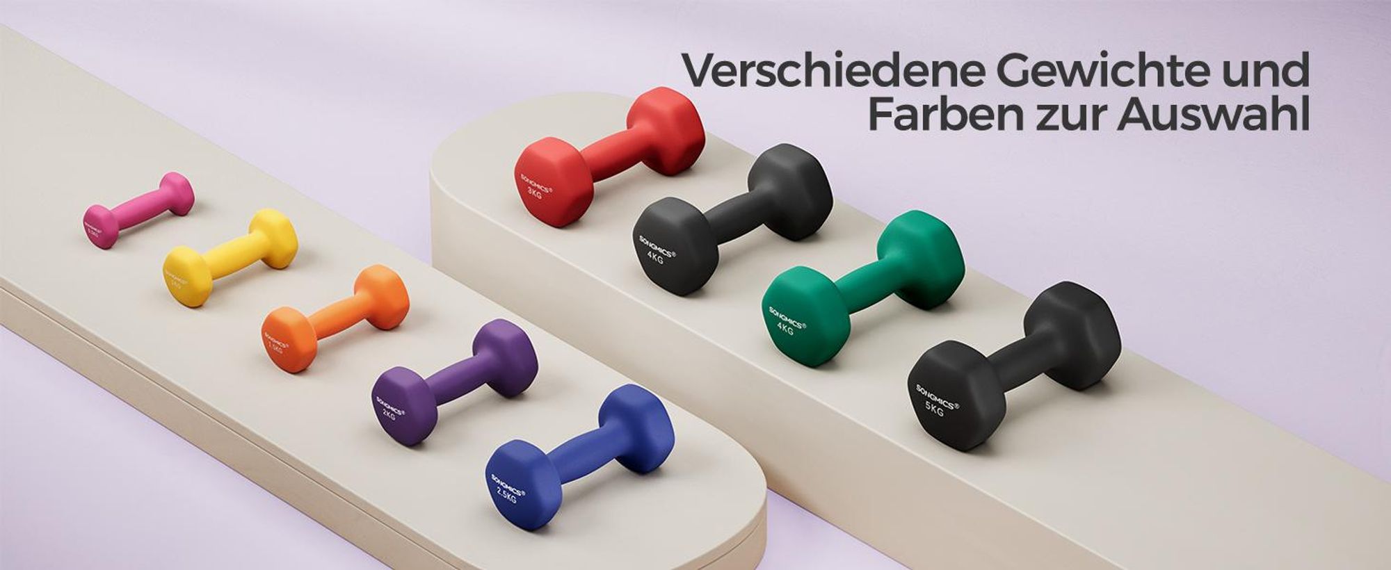 SONGMICS Hantel-Set Kurzhanteln, 2er Set, Krafttraining, zu Hause, Büro