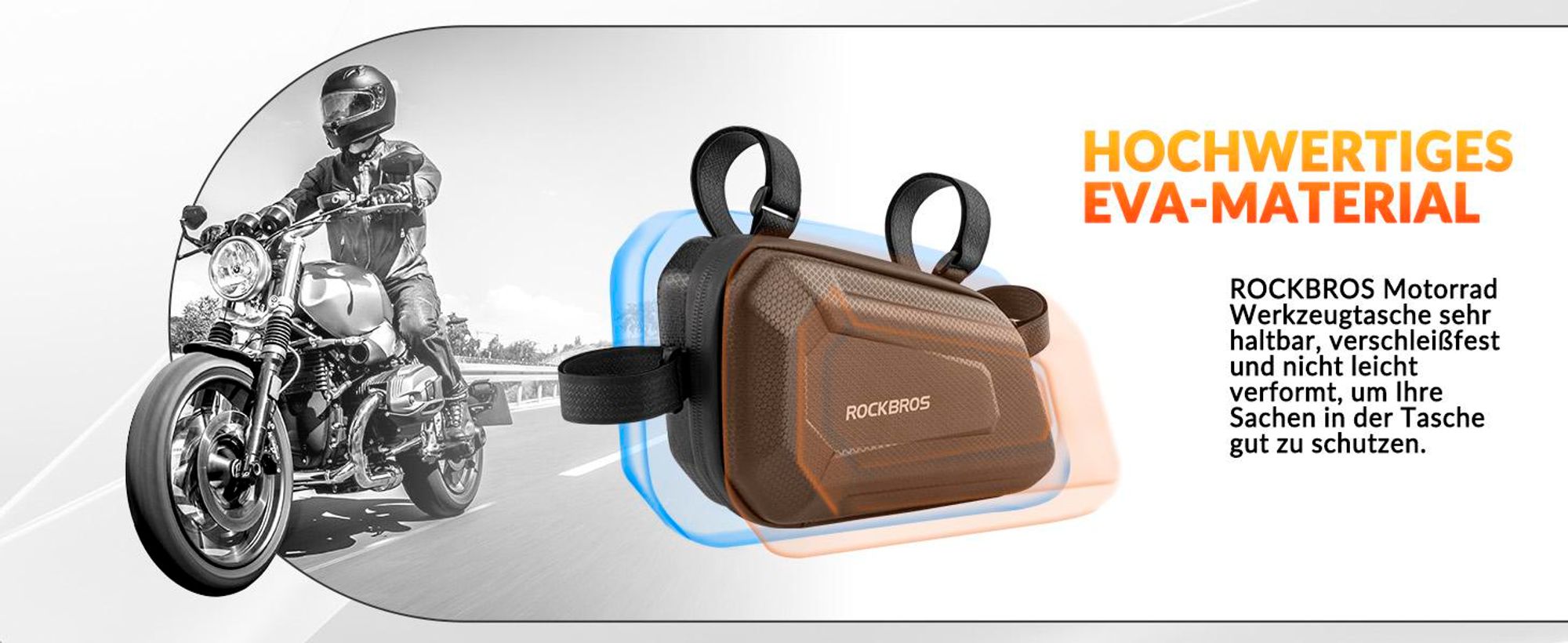 ROCKBROS Motorradtasche Rahmentasche Motorrad wasserdichte Motorrad Werkzeugtasche Kompatibel mit meisten Motorrädern Rechts