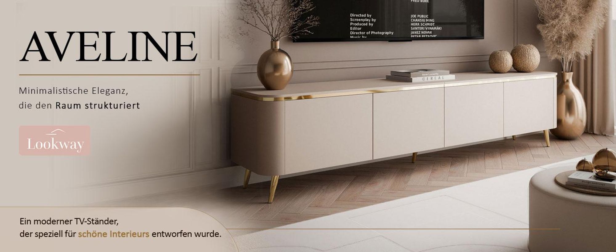 TV-Schrank AVELINE 200 cm mit LED-Beleuchtung