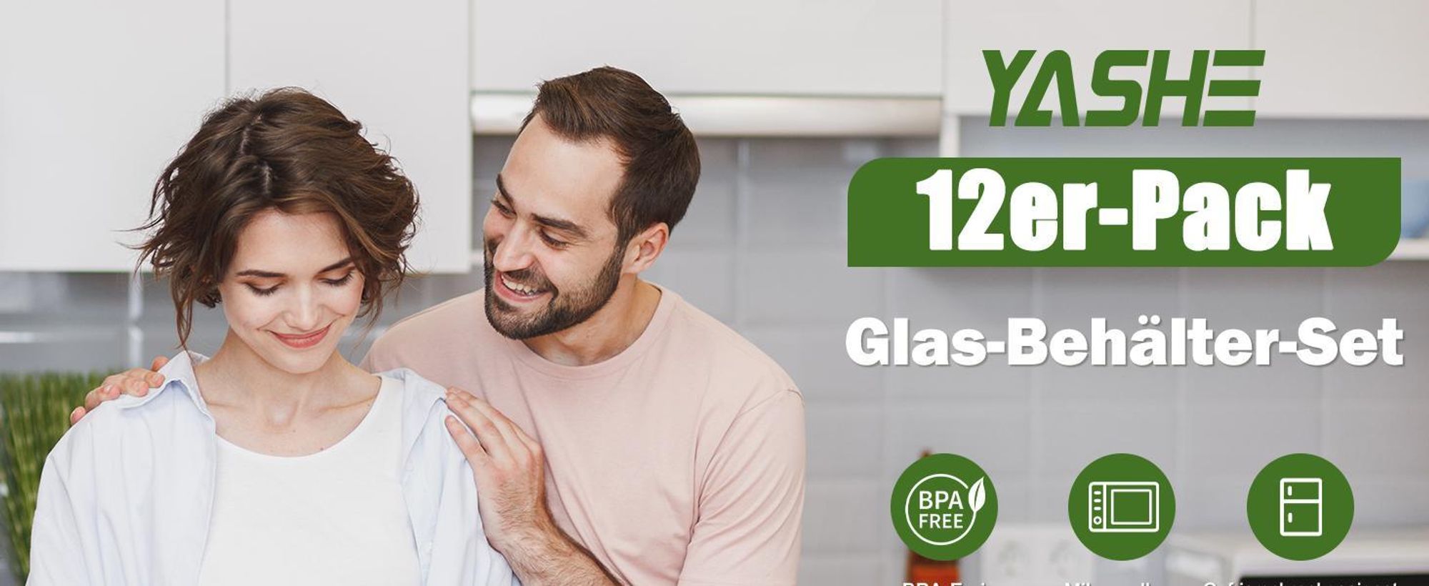 YASHE Glasbehälter mit Deckel, 12 Teile Stapelbar & Luftdicht Meal Prep Boxen Gl