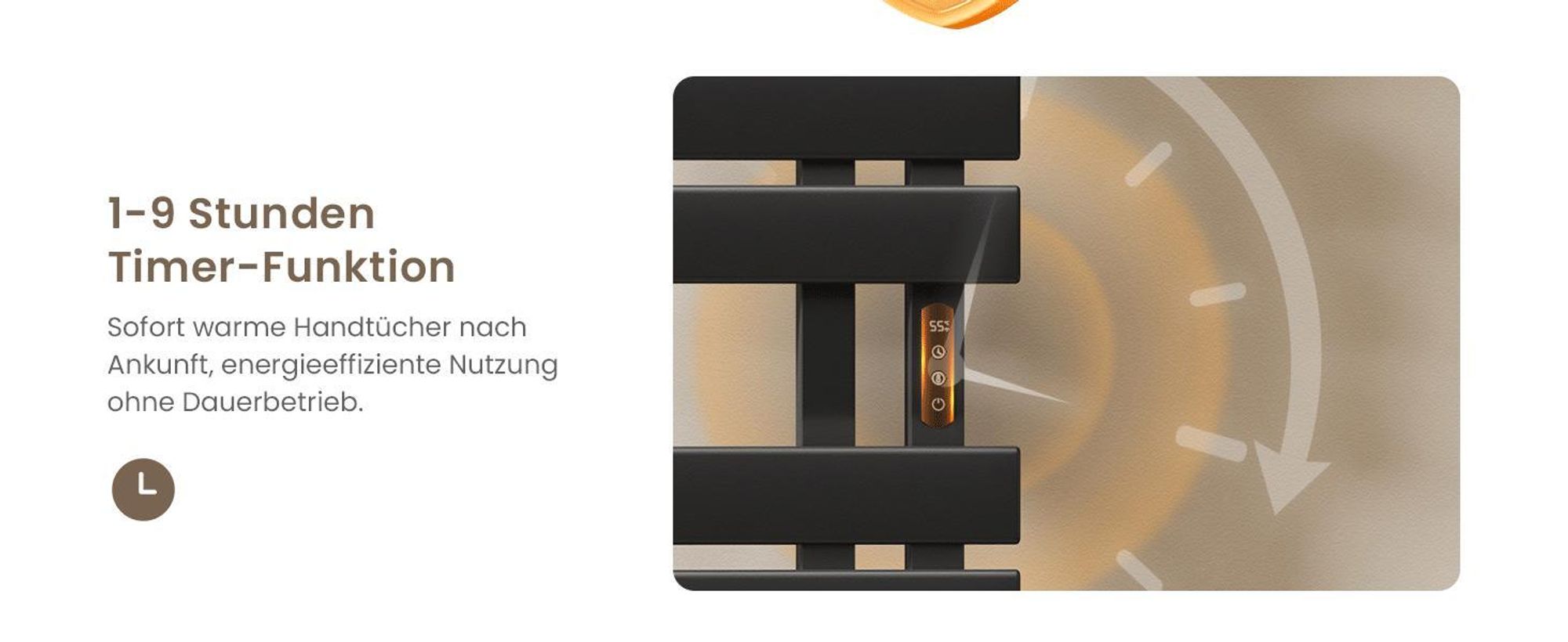 EMKE Handtuchwärmer elektrisch Intelligente Badheizkörper, 1000X500mm 320W Recht Anschluss Handtuchheizkörper Wifi APP Steurung Touch LCD Timer 1-9H, IPX5 Schwarz